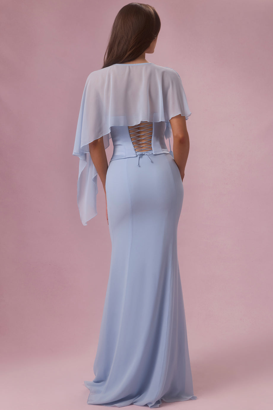 Premium Chiffon Cape in Powder Blue