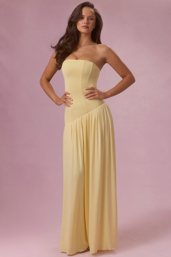 Premium Jersey Strapless Gown in Butter Yellow