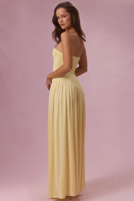 Premium Jersey Strapless Gown in Butter Yellow