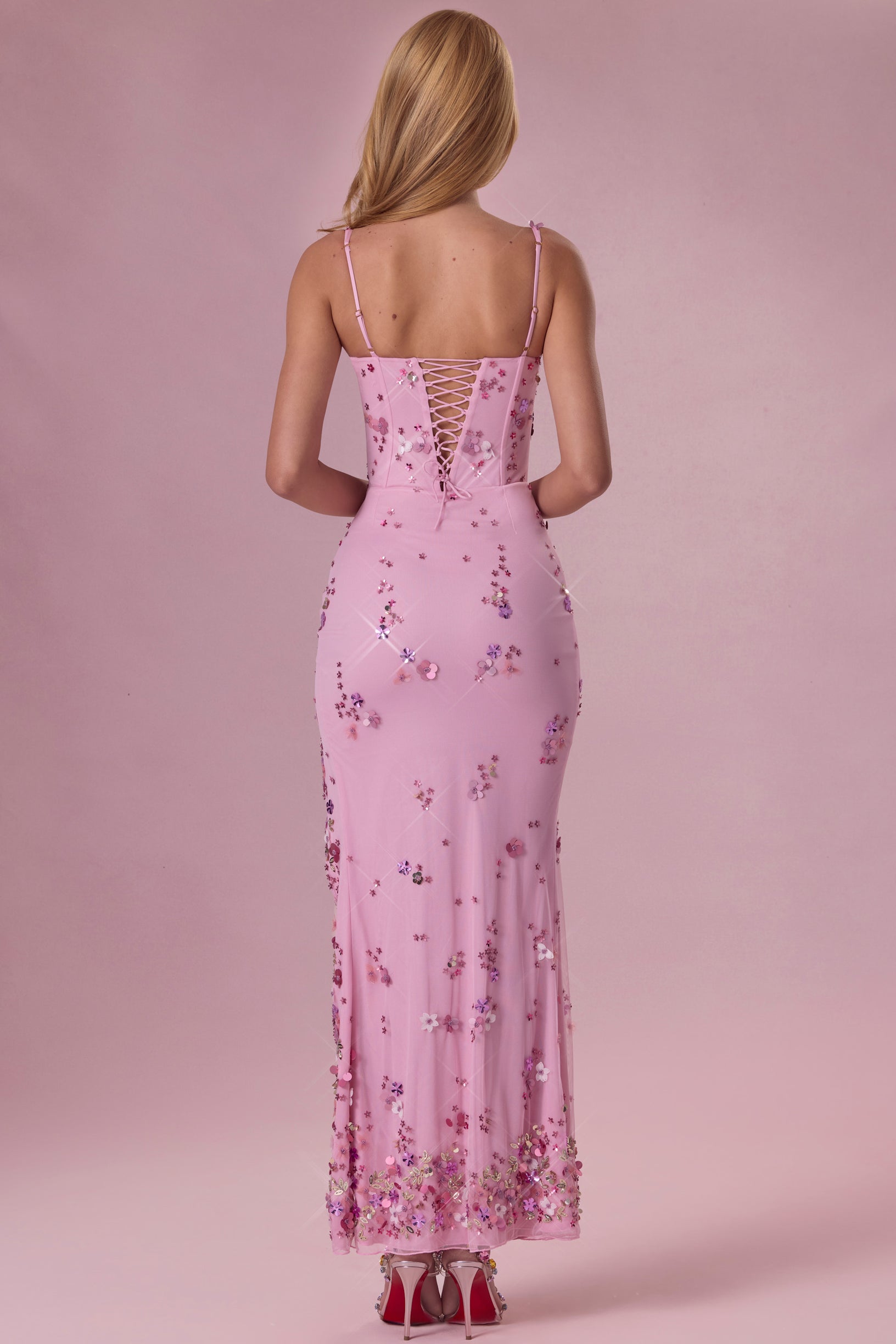 Embellished Corset Maxi Dress in Candyfloss Pink - 2