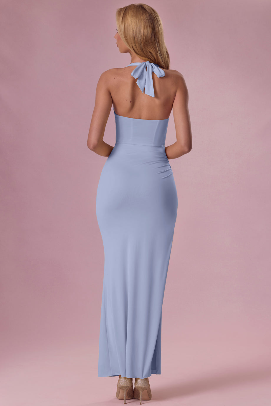Premium Jersey Corset Bridesmaid Dress in Powder Blue