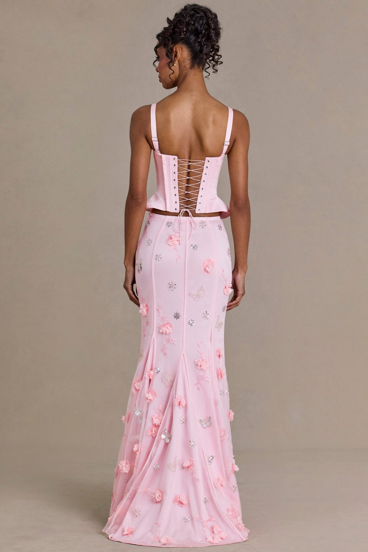 Premium Embellished Tulle Skirt in Baby Pink