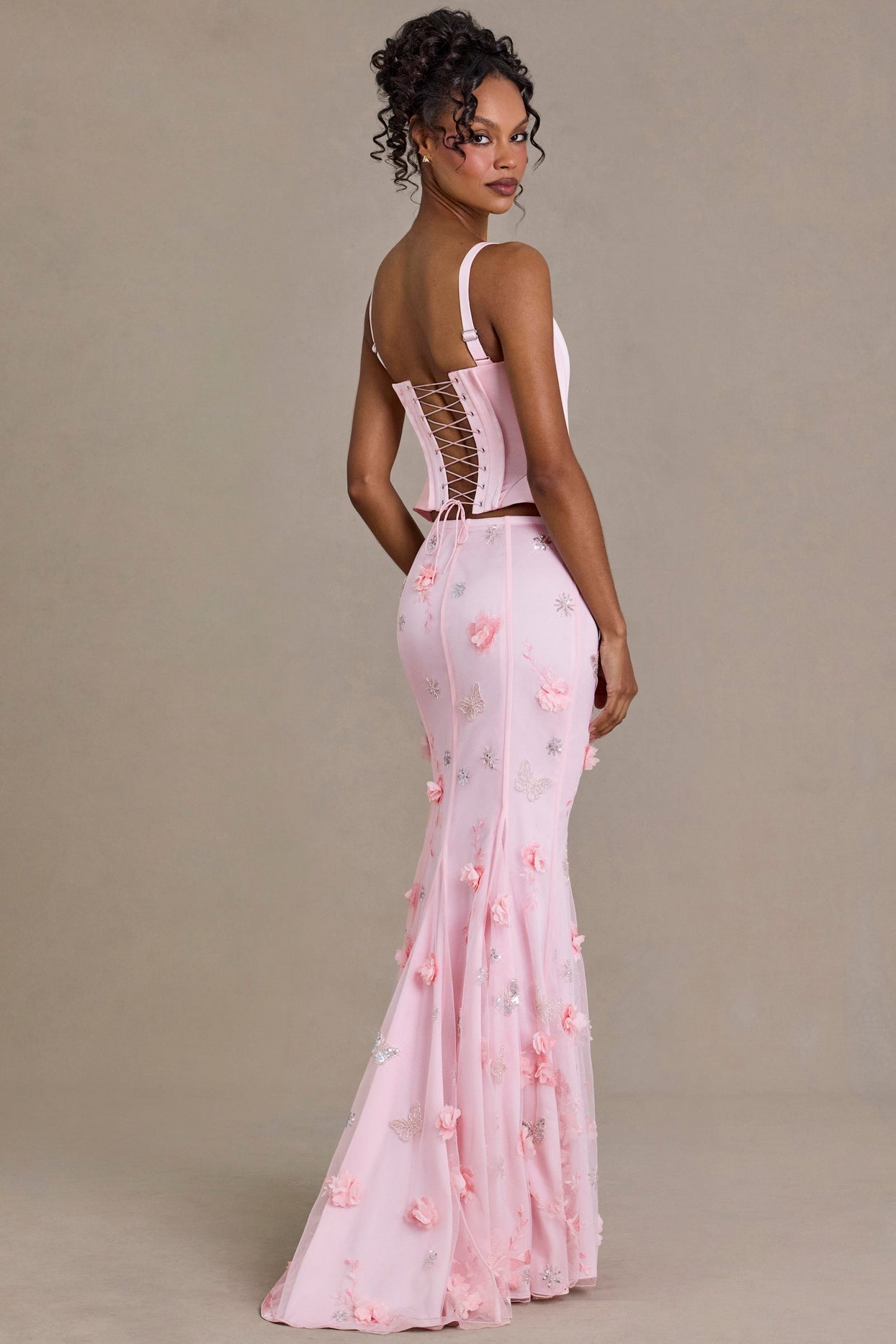Premium Embellished Tulle Skirt in Baby Pink