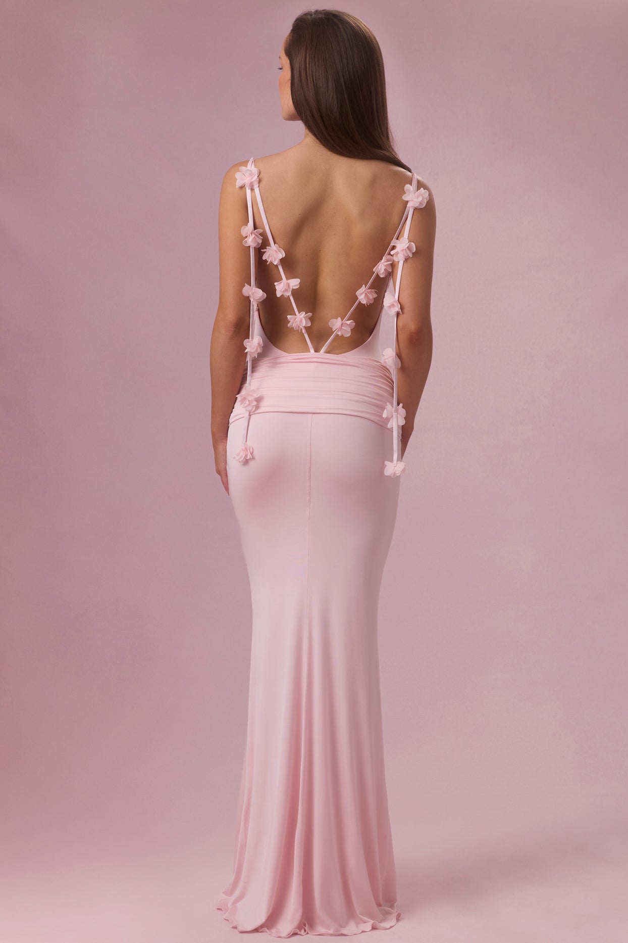 Jersey Draped Gown in Baby Pink