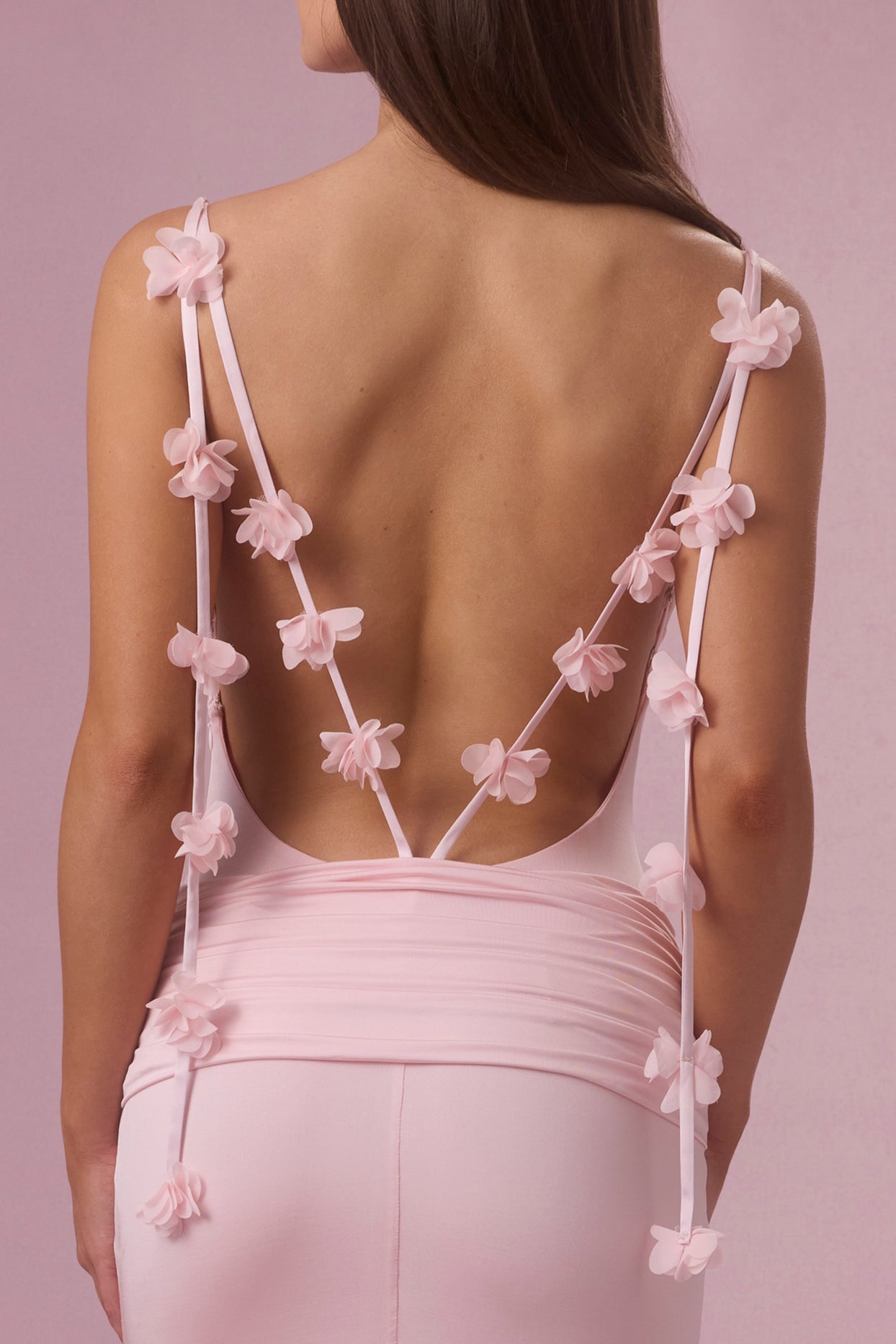 Jersey Draped Gown in Baby Pink