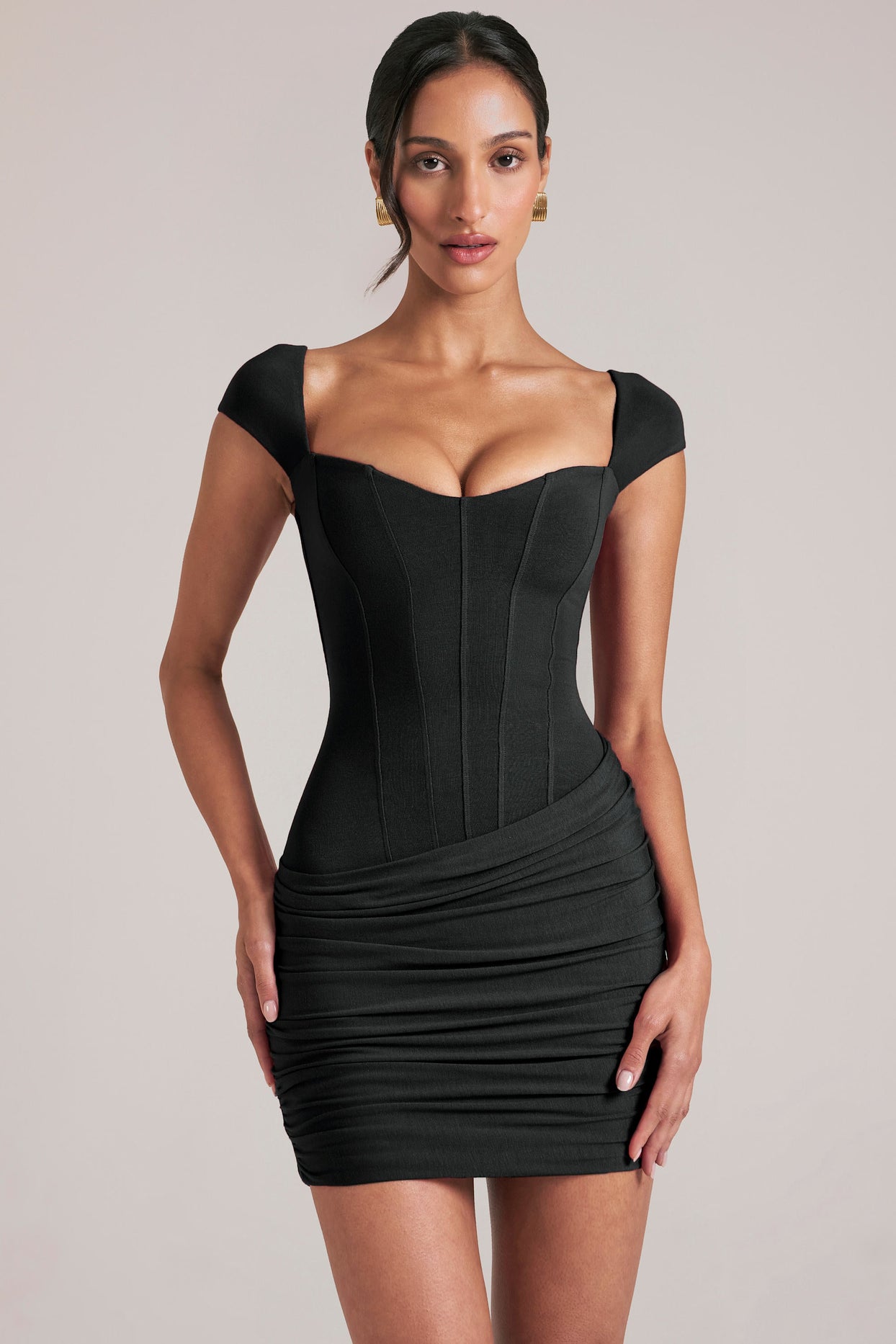 Sweetheart Neckline Mini Dress in Black