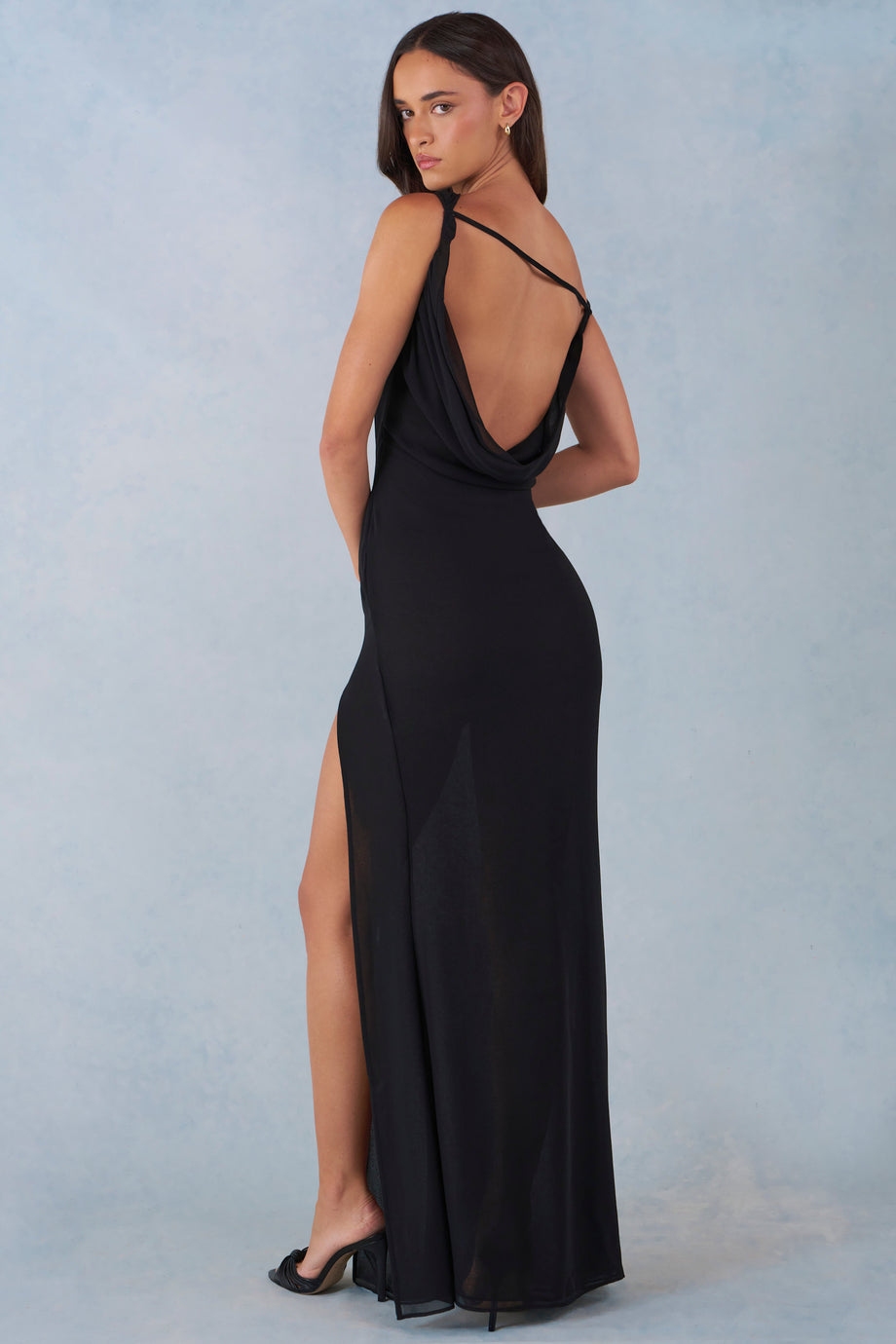 One-Shoulder Maxi Dress in Black