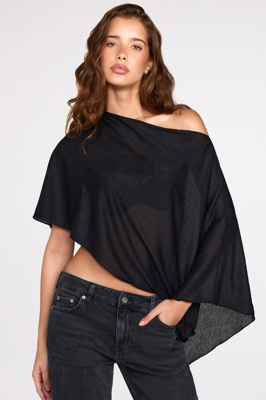 Knit Poncho in Black