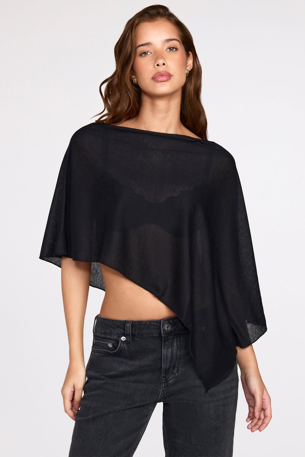 Knit Poncho in Black