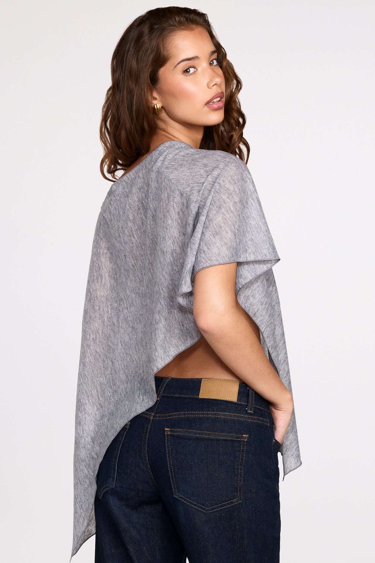 Knit Poncho in Grey