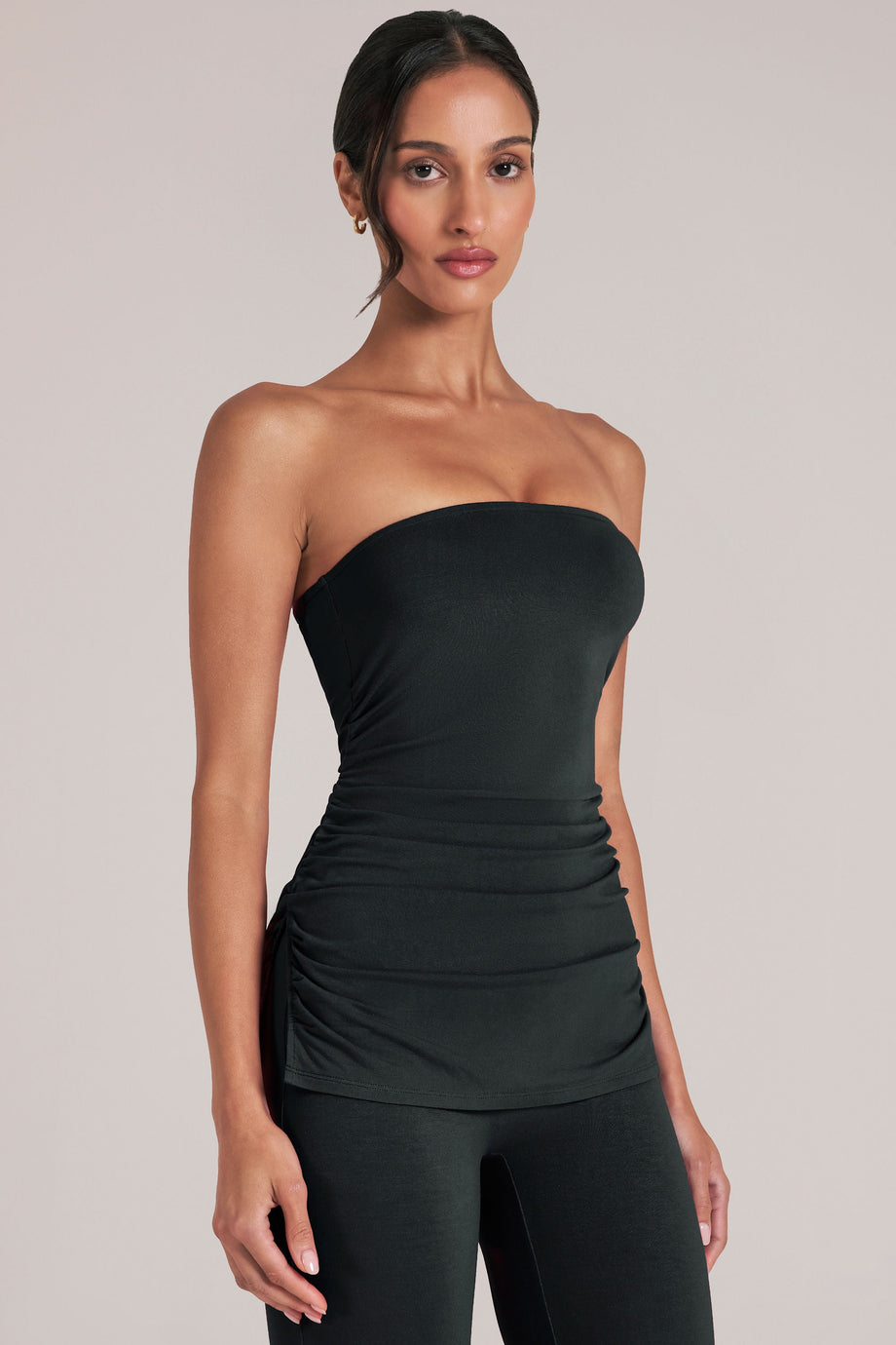 Bandeau Longline Top in Black