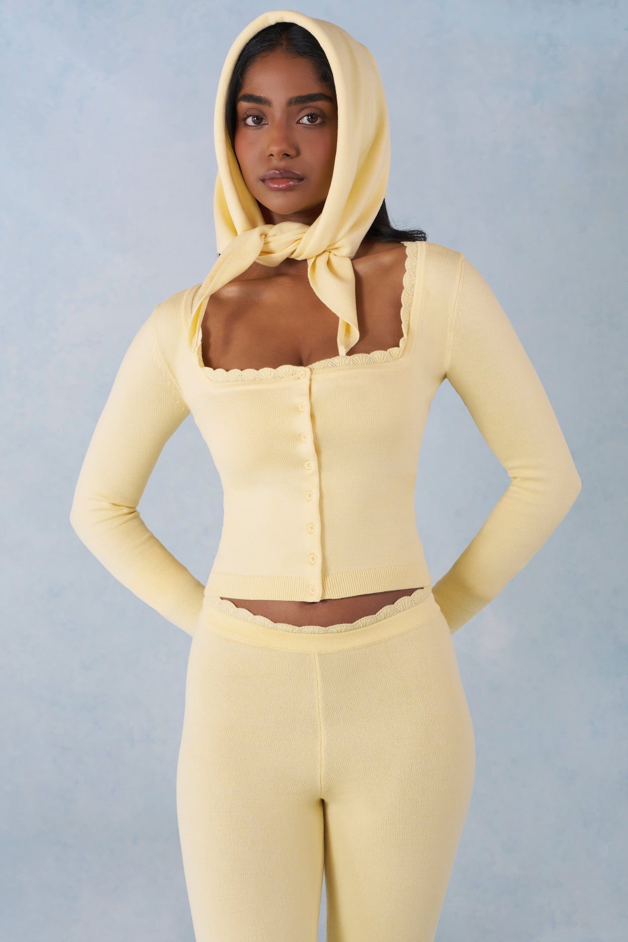 Knit Long-Sleeve Cardigan in Butter Yellow