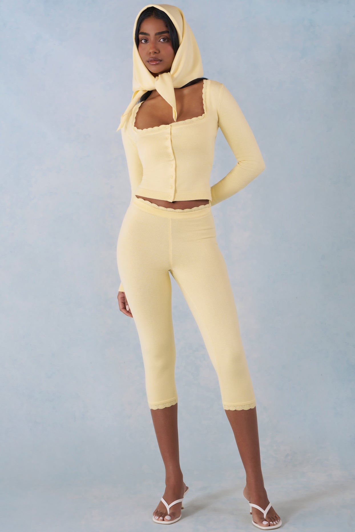 Knit Headscarf in Butter Yellow