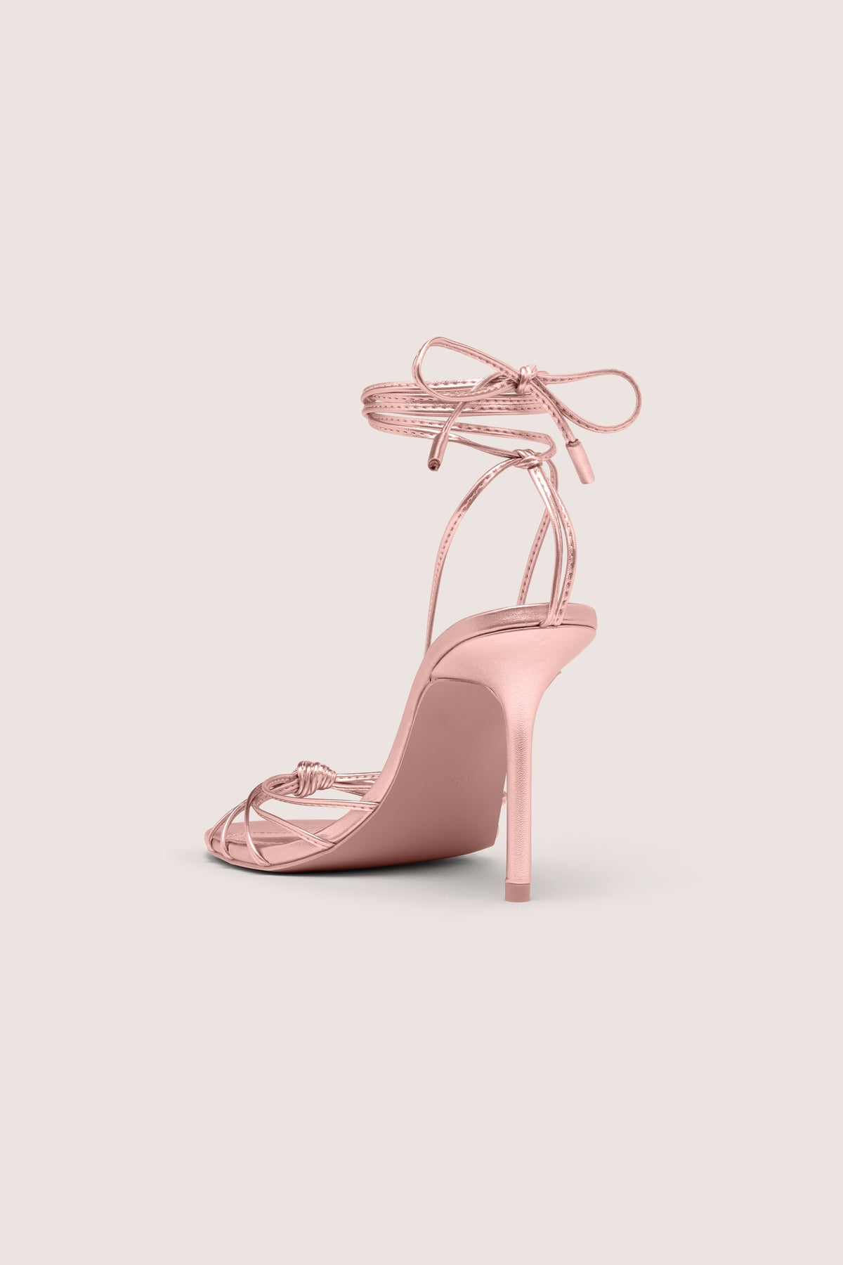 Lace-Up Heeled Sandal in Blush Pink
