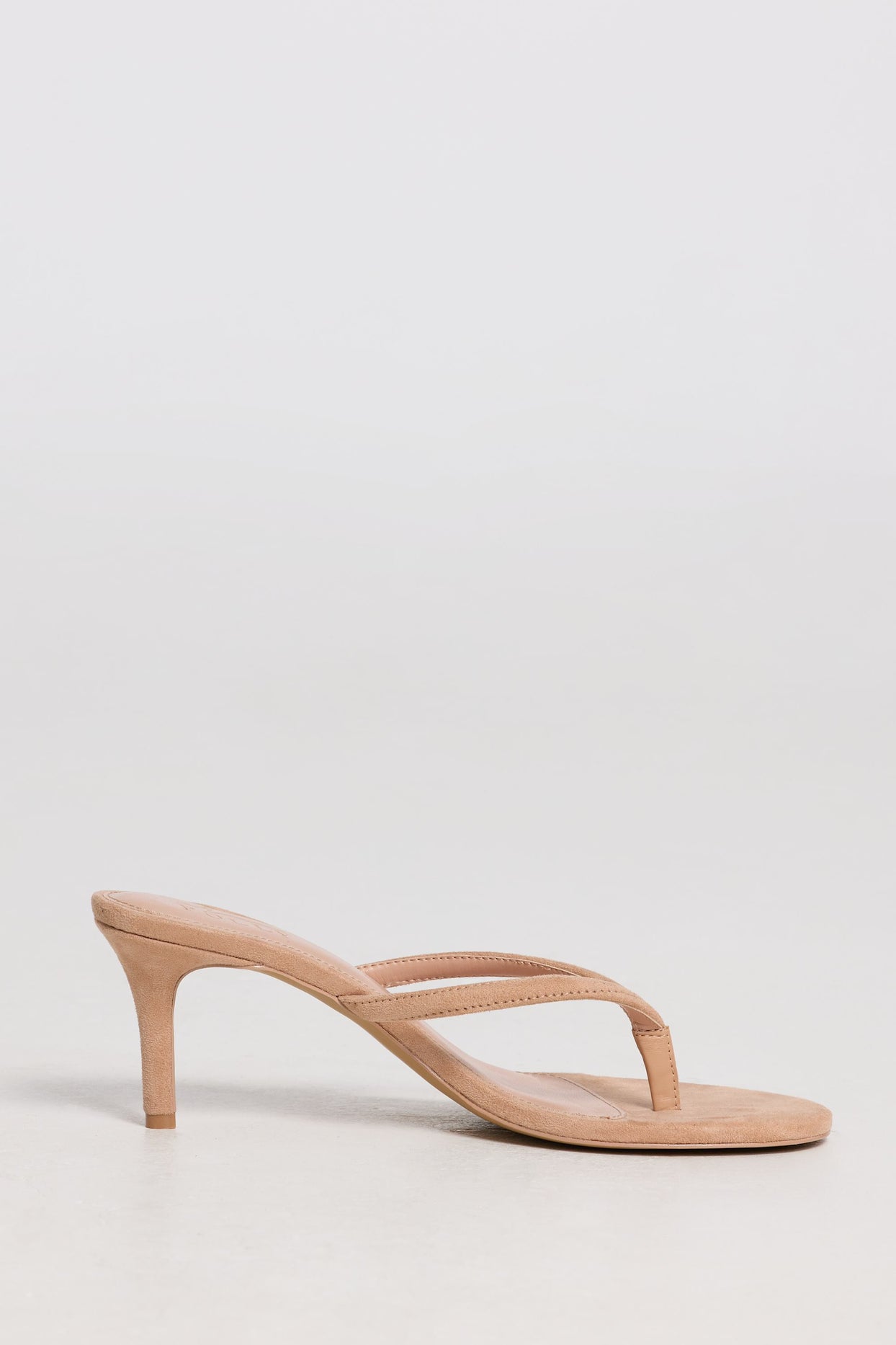 Heeled Thong Sandals in Soft Tan - 5