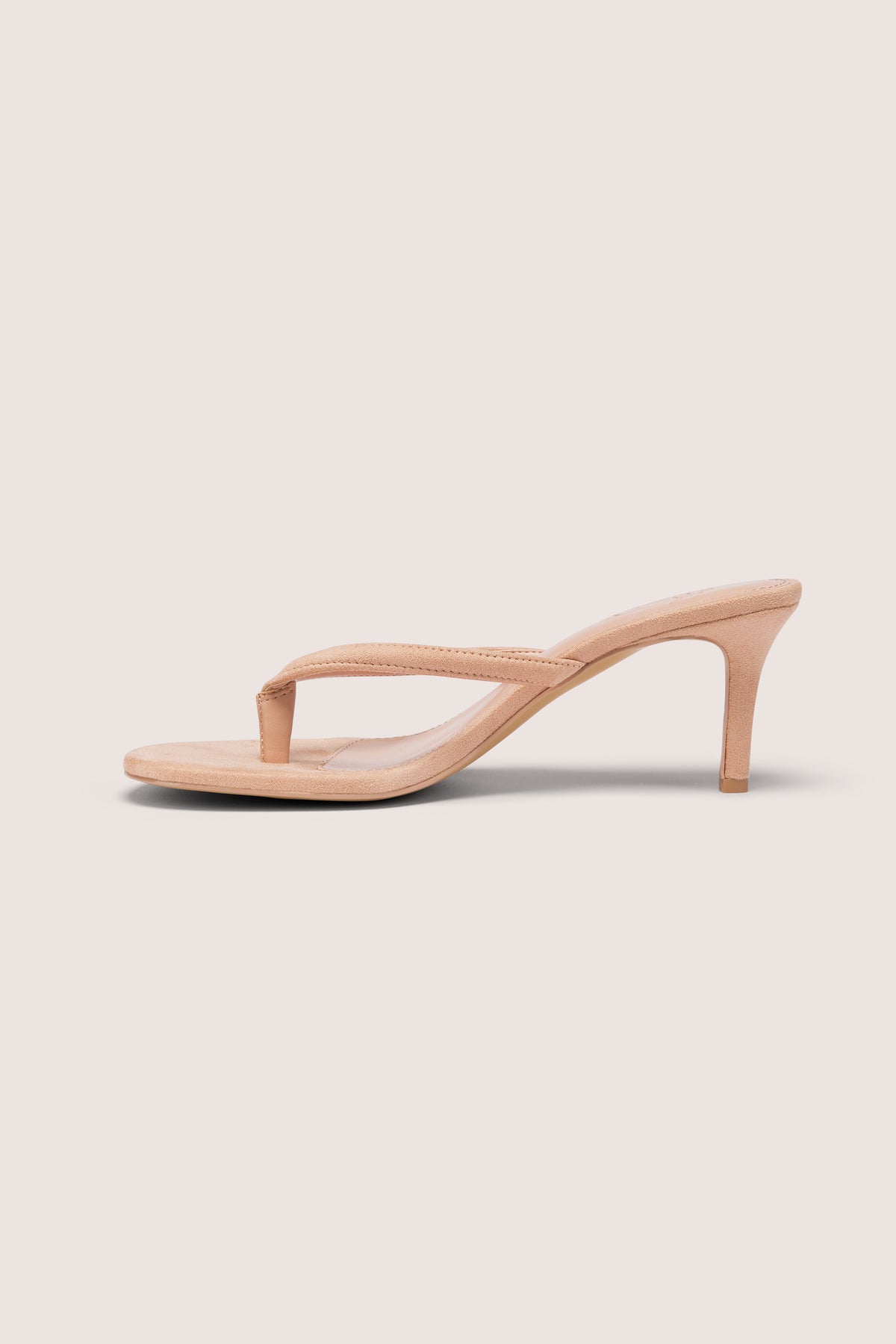 Heeled Thong Sandals in Soft Tan