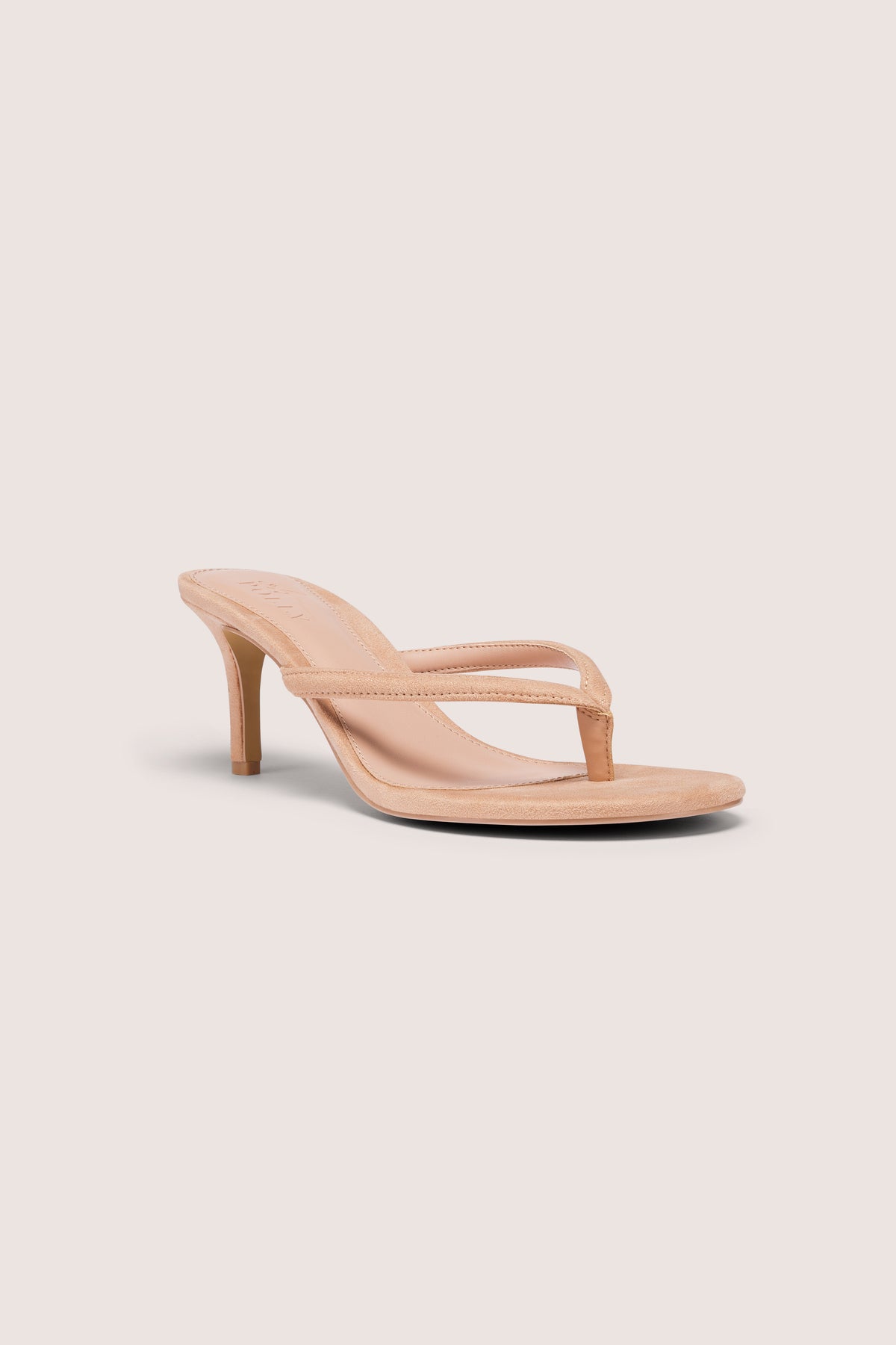 Heeled Thong Sandals in Soft Tan - 1