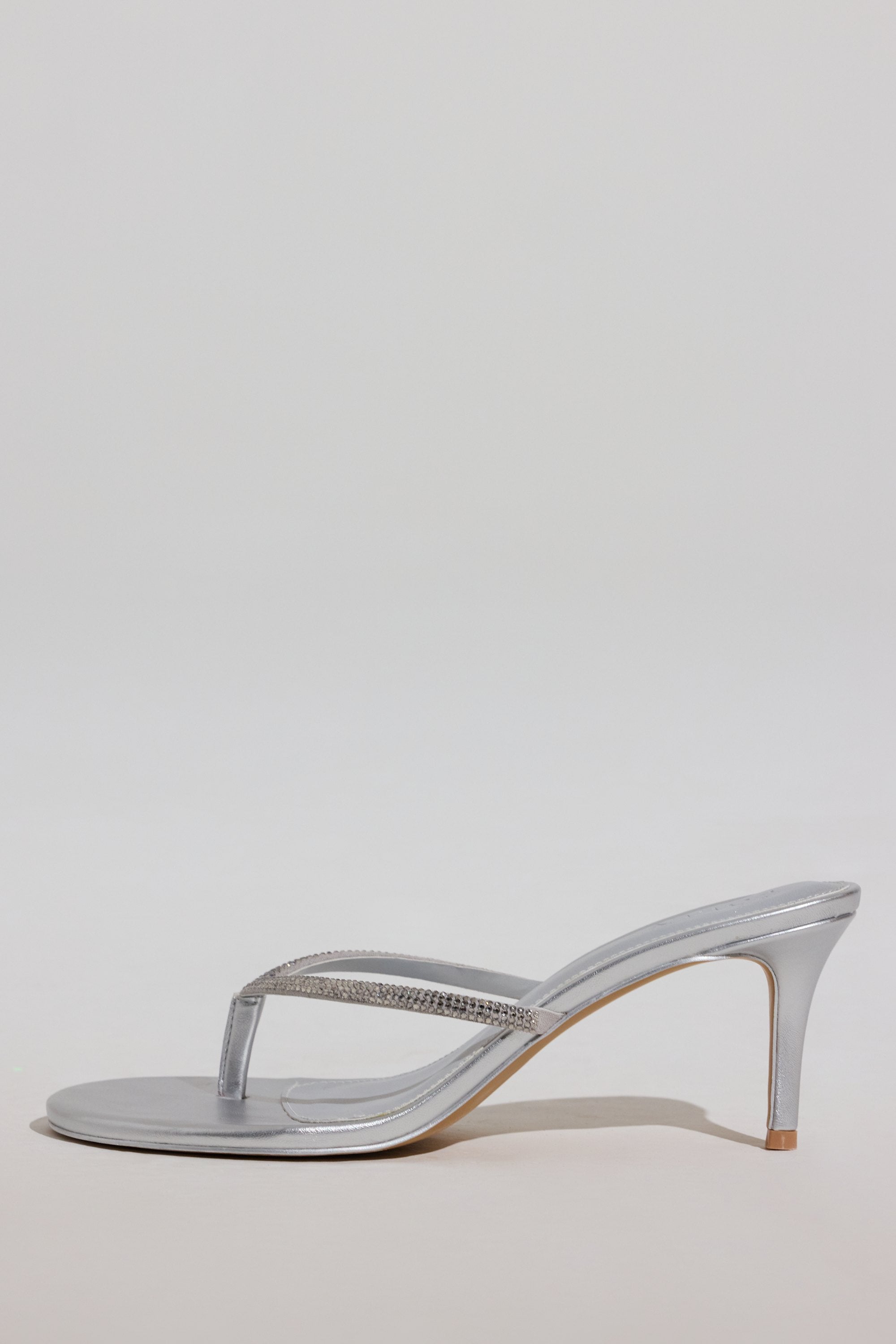 Heeled Sandal  in Silver