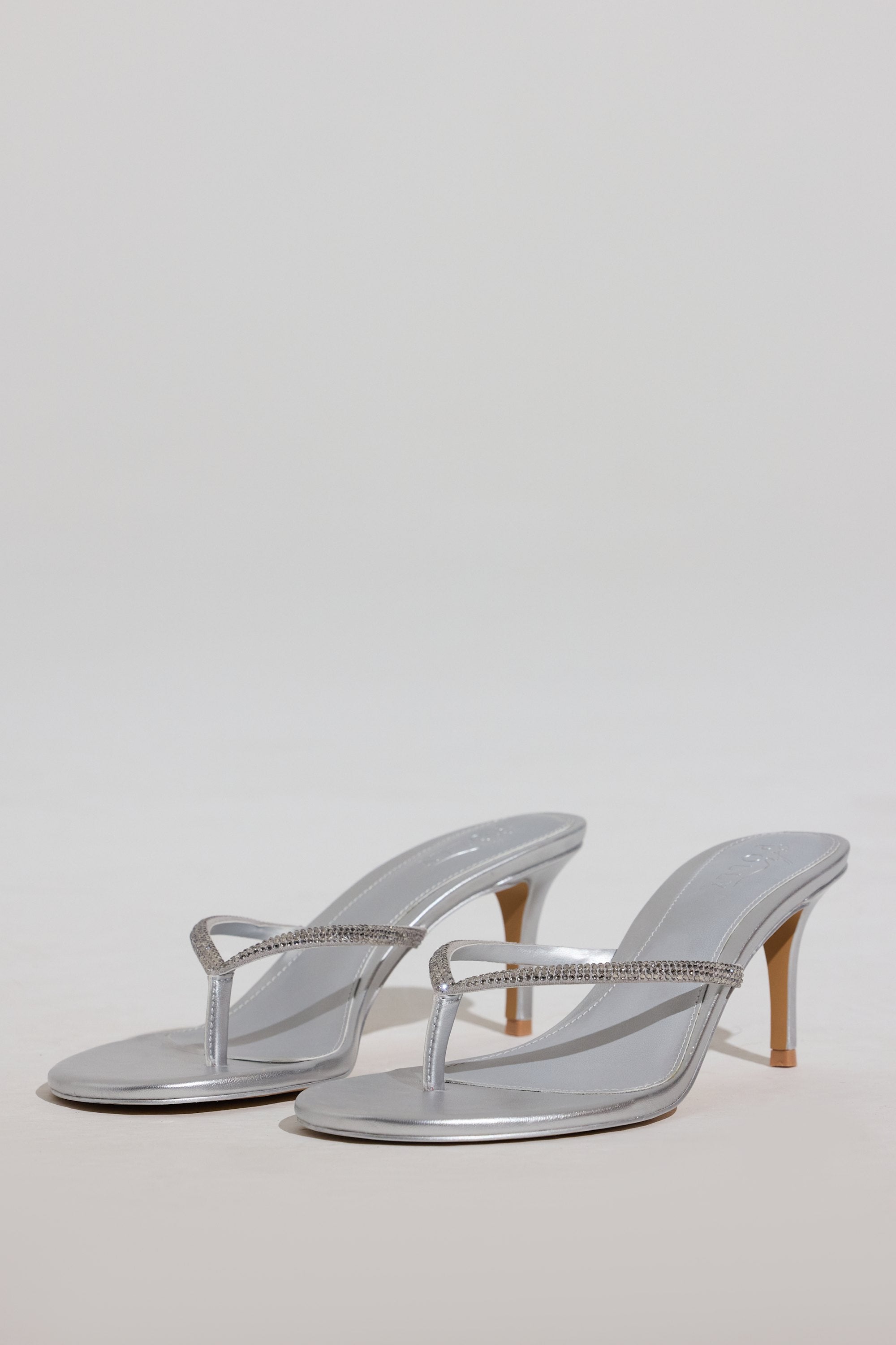 Heeled Sandal  in Silver