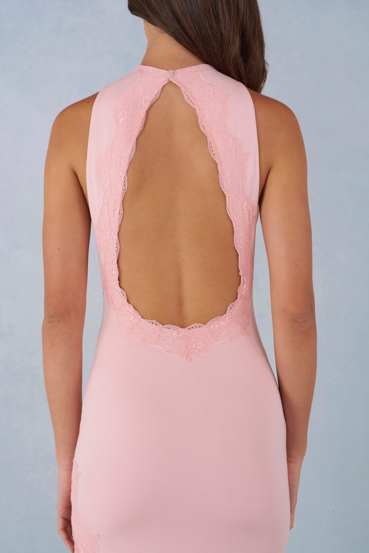 Modal Halterneck Maxi Dress in Blush Pink