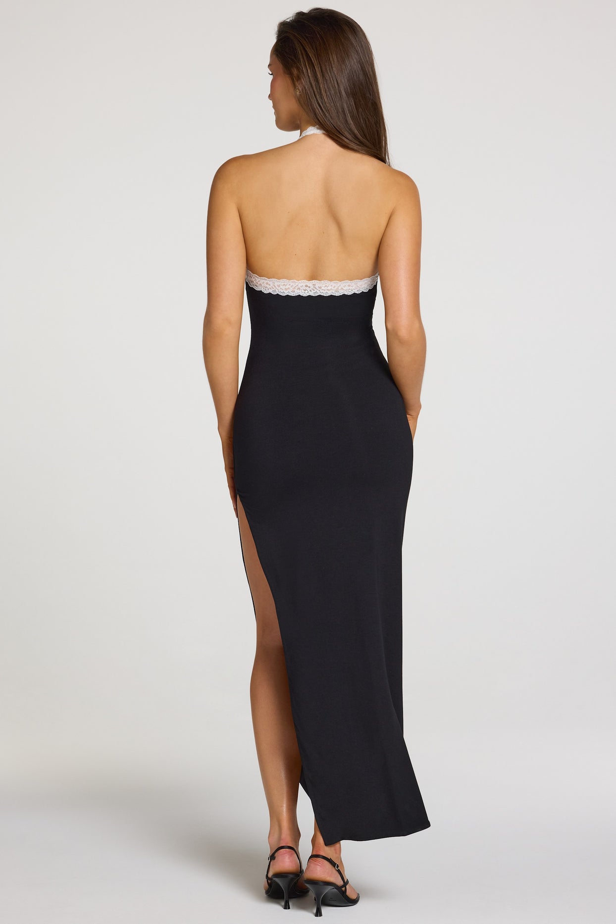 Modal Lace-Trim Maxi Dress in Black - 7