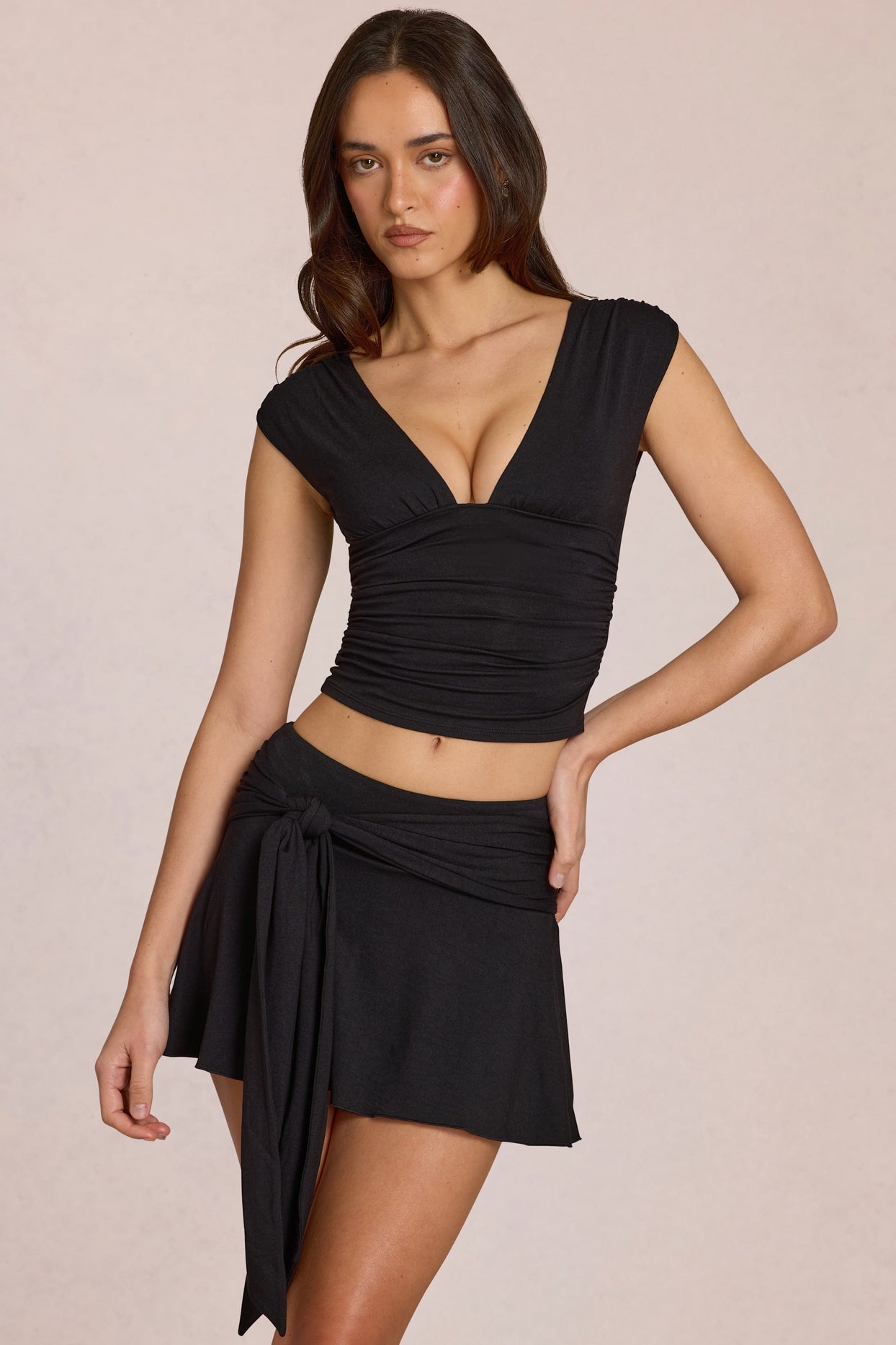 Mid-Rise Skort in Black
