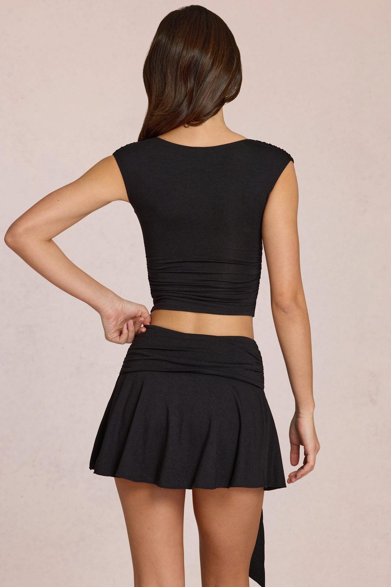 Mid-Rise Skort in Black