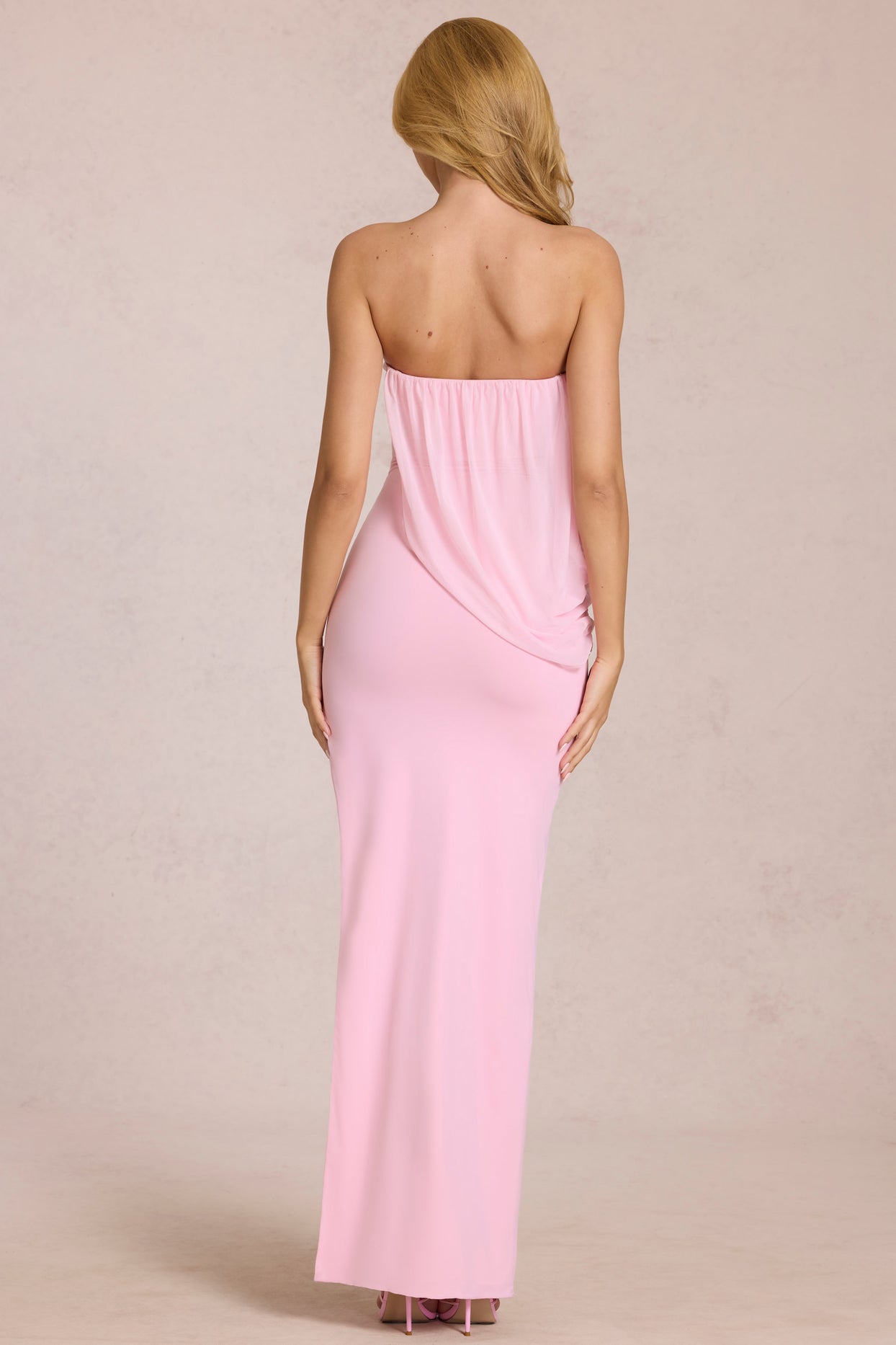 Bandeau Draped Maxi Dress in Blossom Pink - 6
