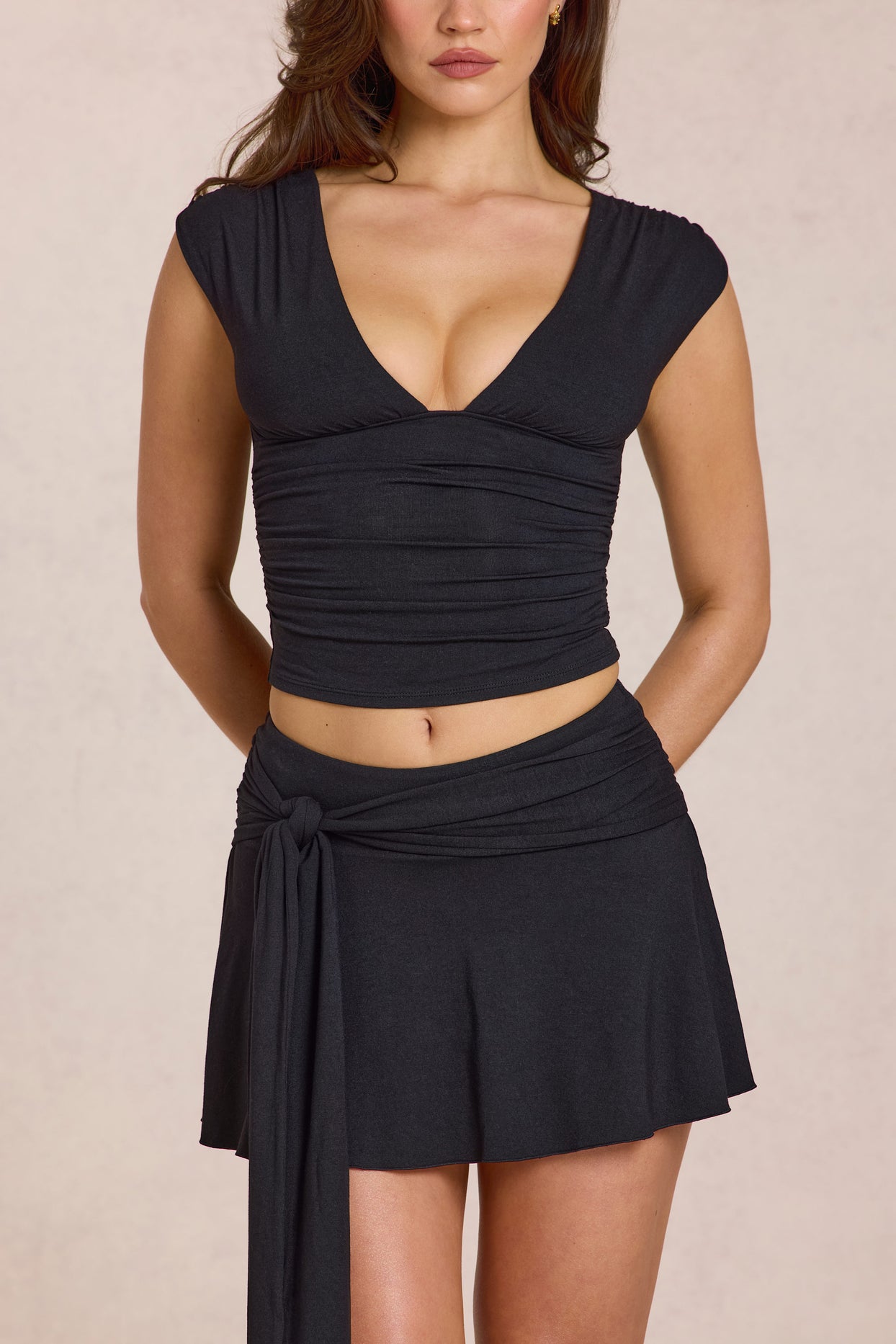 Modal Plunge Top in Black - 2