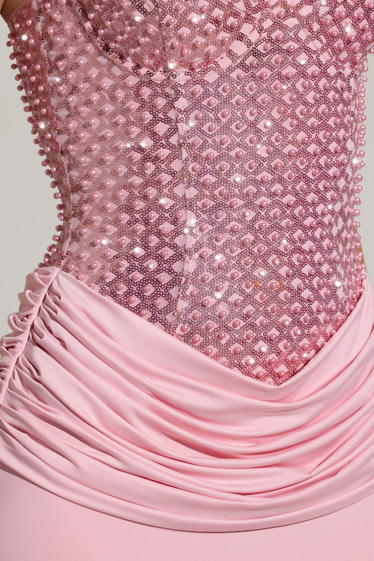 Embellished Corset Maxi Dress  in Blush Pink - 5