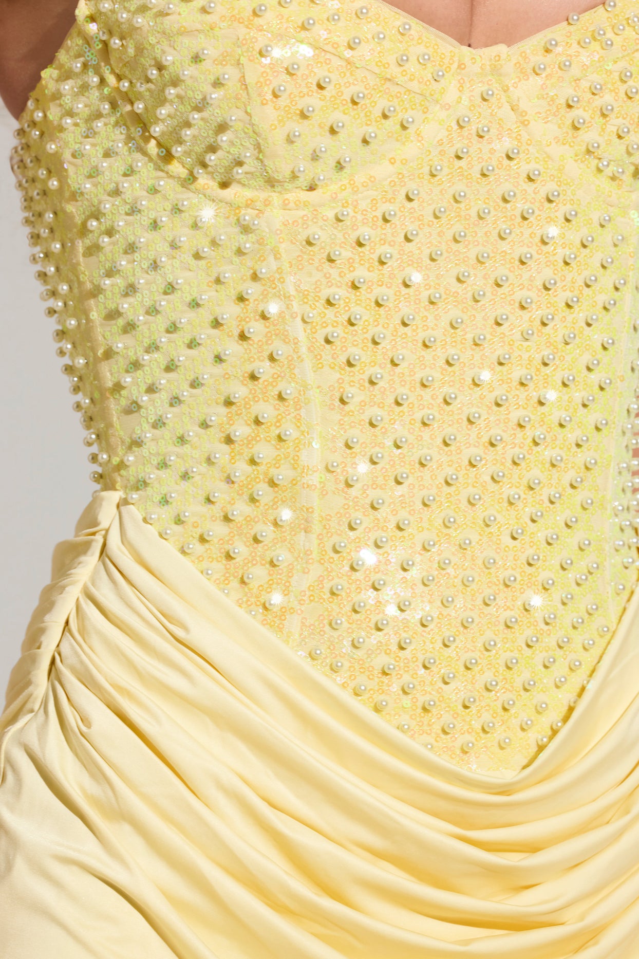Embellished Corset Mini Dress  in Lemon Yellow - 6
