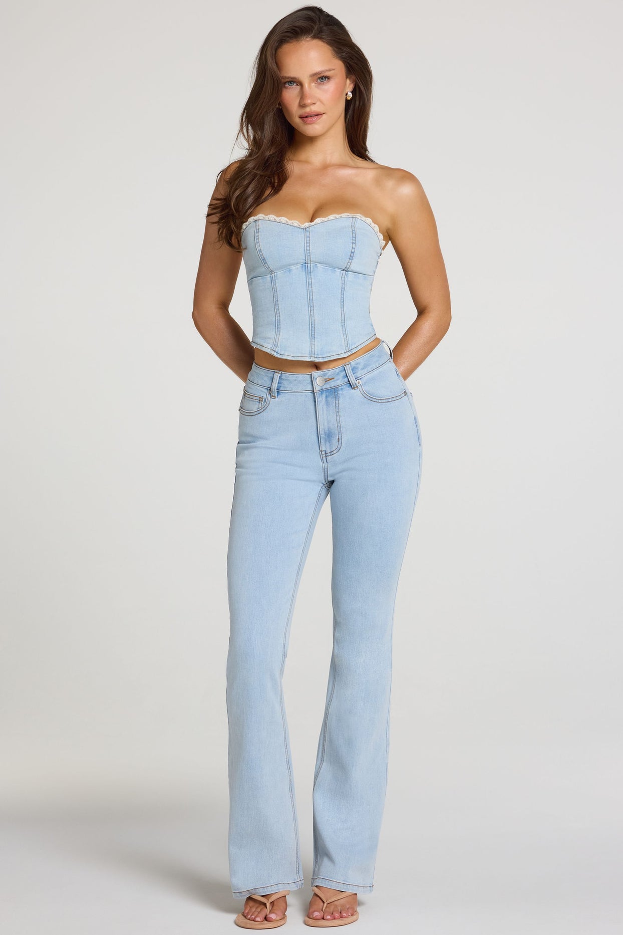 Mid-Rise Bootcut Jeans  in Light Denim - 1