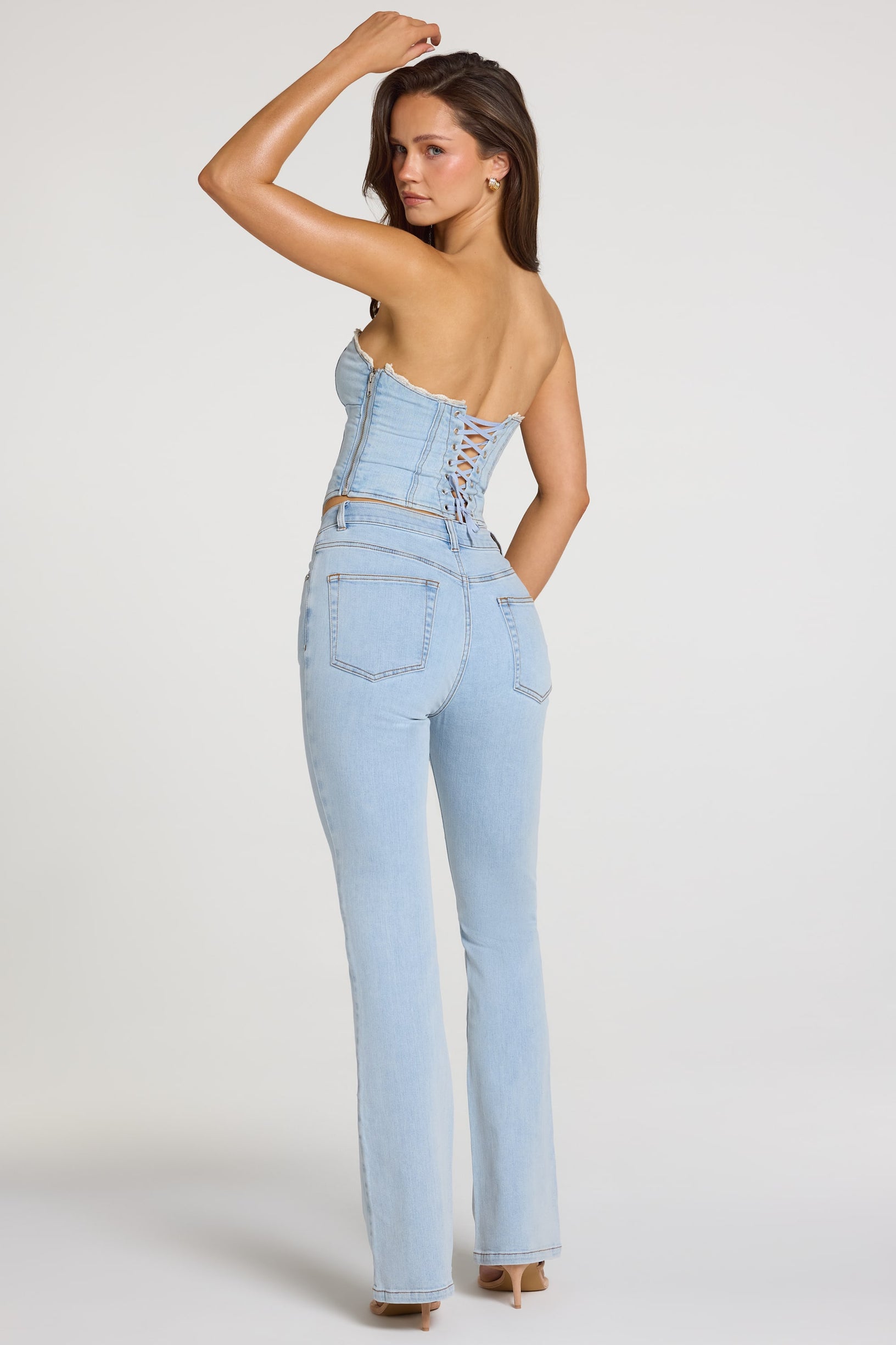 Mid-Rise Bootcut Jeans  in Light Denim - 2