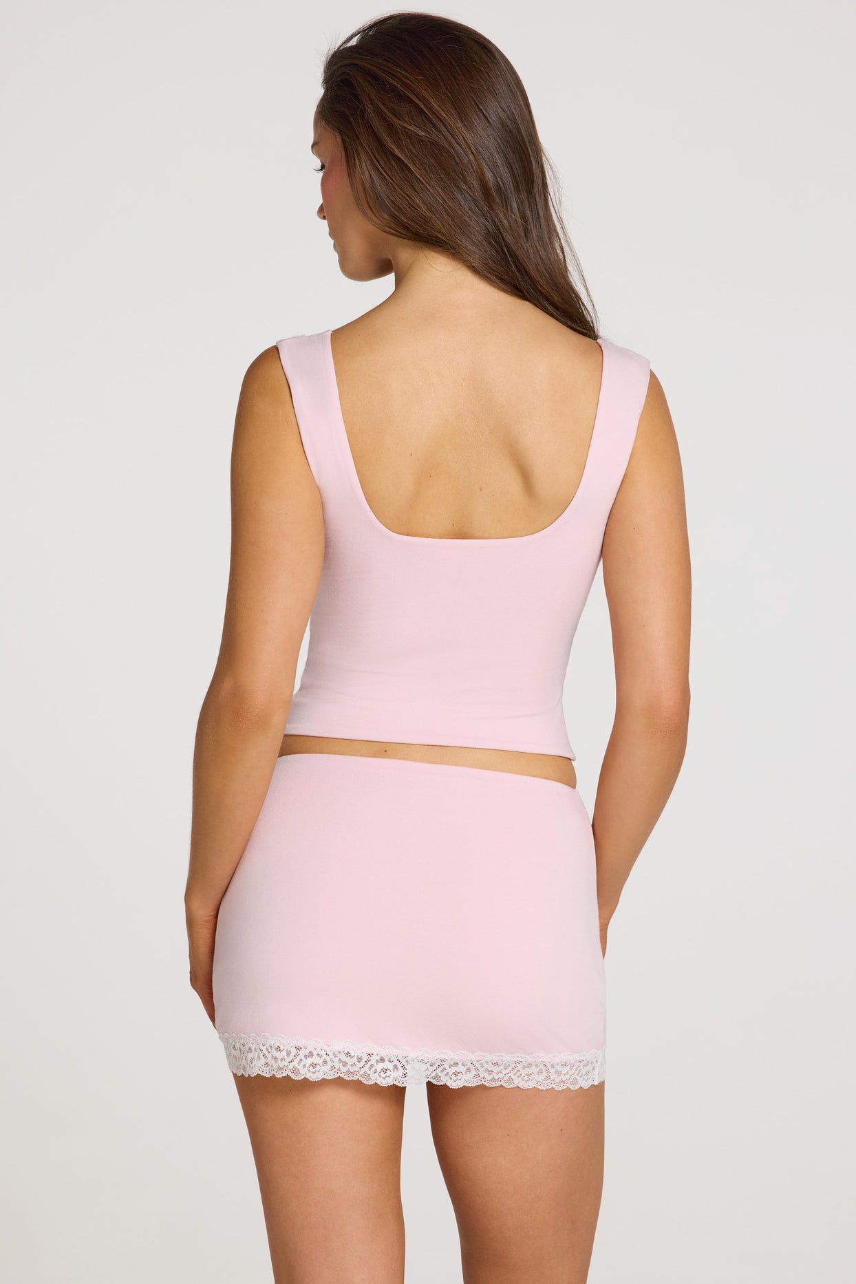 Modal Lace-Trim Top in Baby Pink - 6