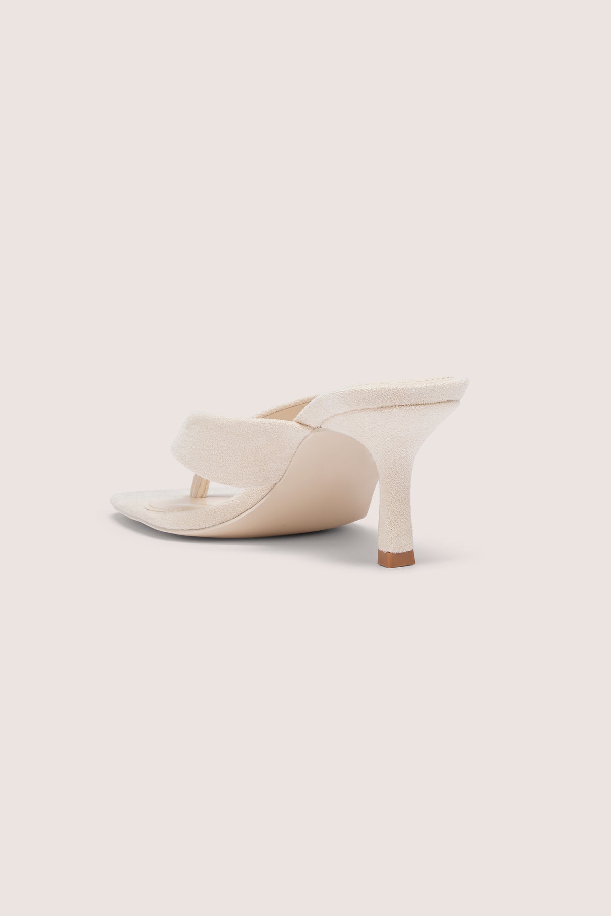 Heeled Thong Sandals  in Oat - 2