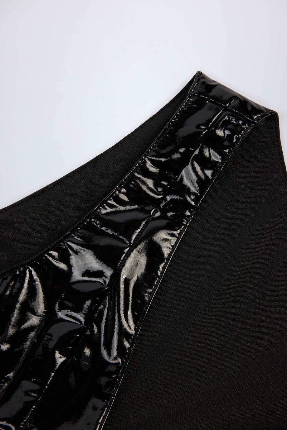 Vinyl Plunge-Neck Bodysuit in Black