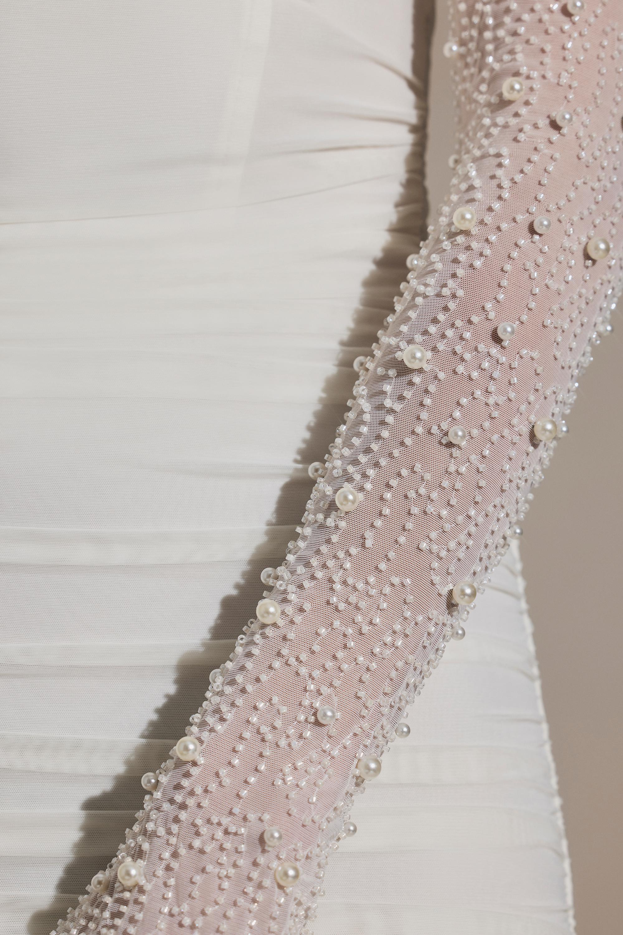 st germain embellished long sleeve mini dress in white ohpolly ST. GERMAIN Embellished Long Sleeve Mini