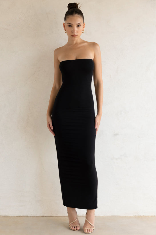 Kali Bandeau Maxi Dress in Black Oh Polly
