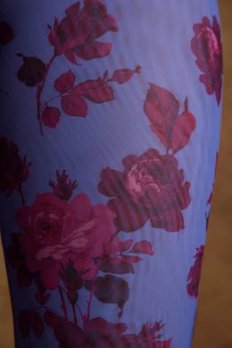 Petite Split Flare Ruffle Trousers in Periwinkle Print