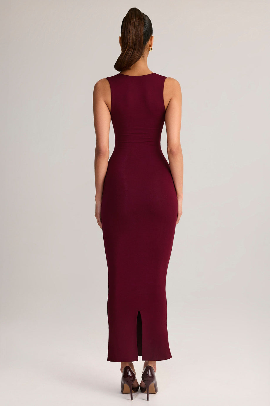 Square Neck Midi Dress in Wine
