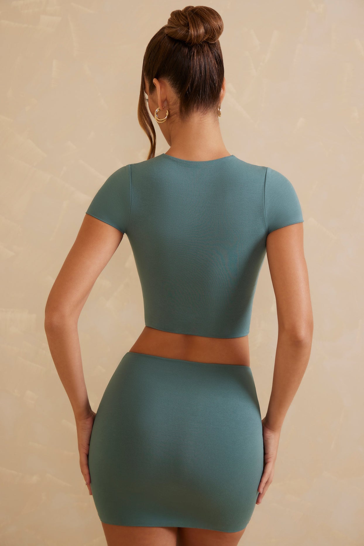 Low Rise Bodycon Mini Skirt in Teal
