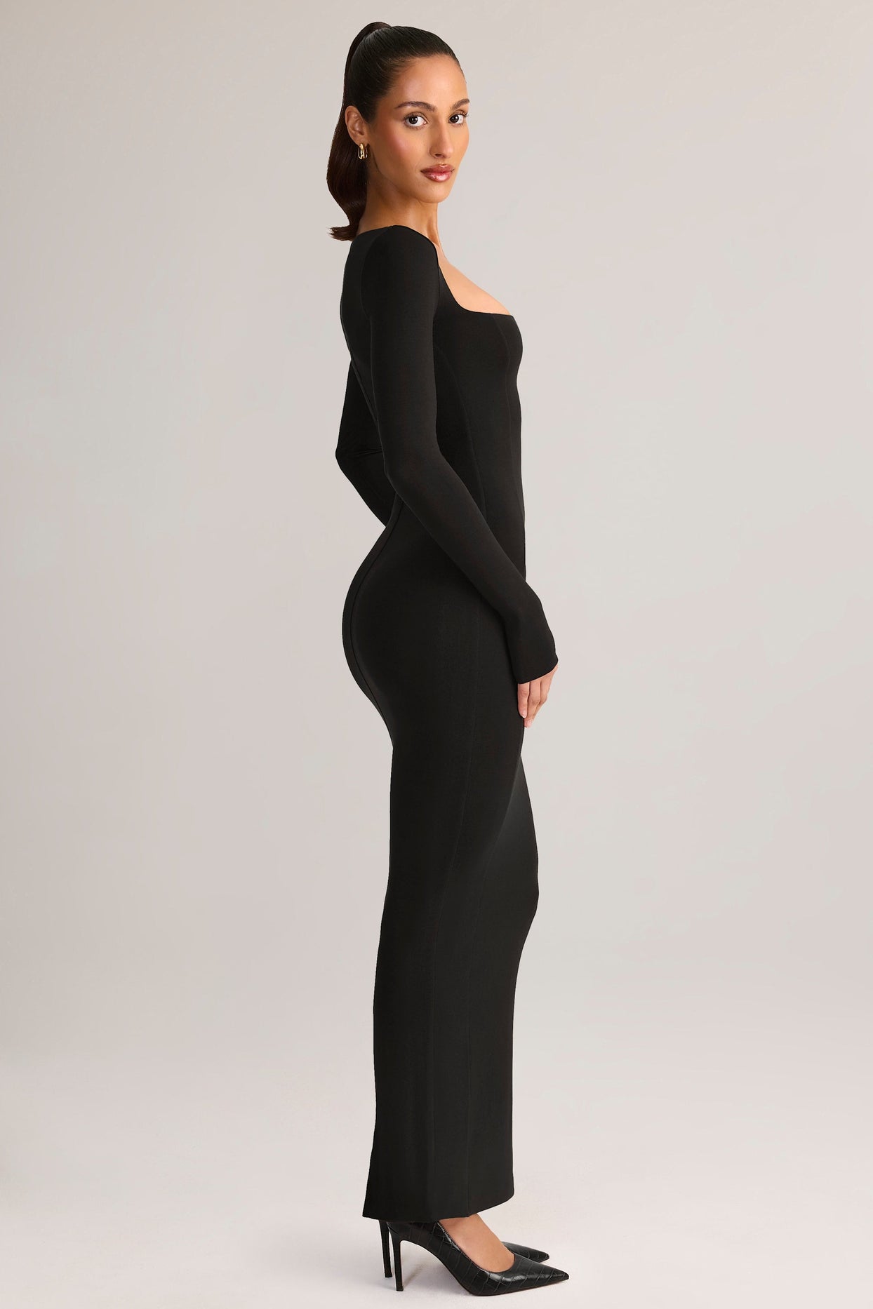 Modal Scoop-Neck Maxi Dress in Black