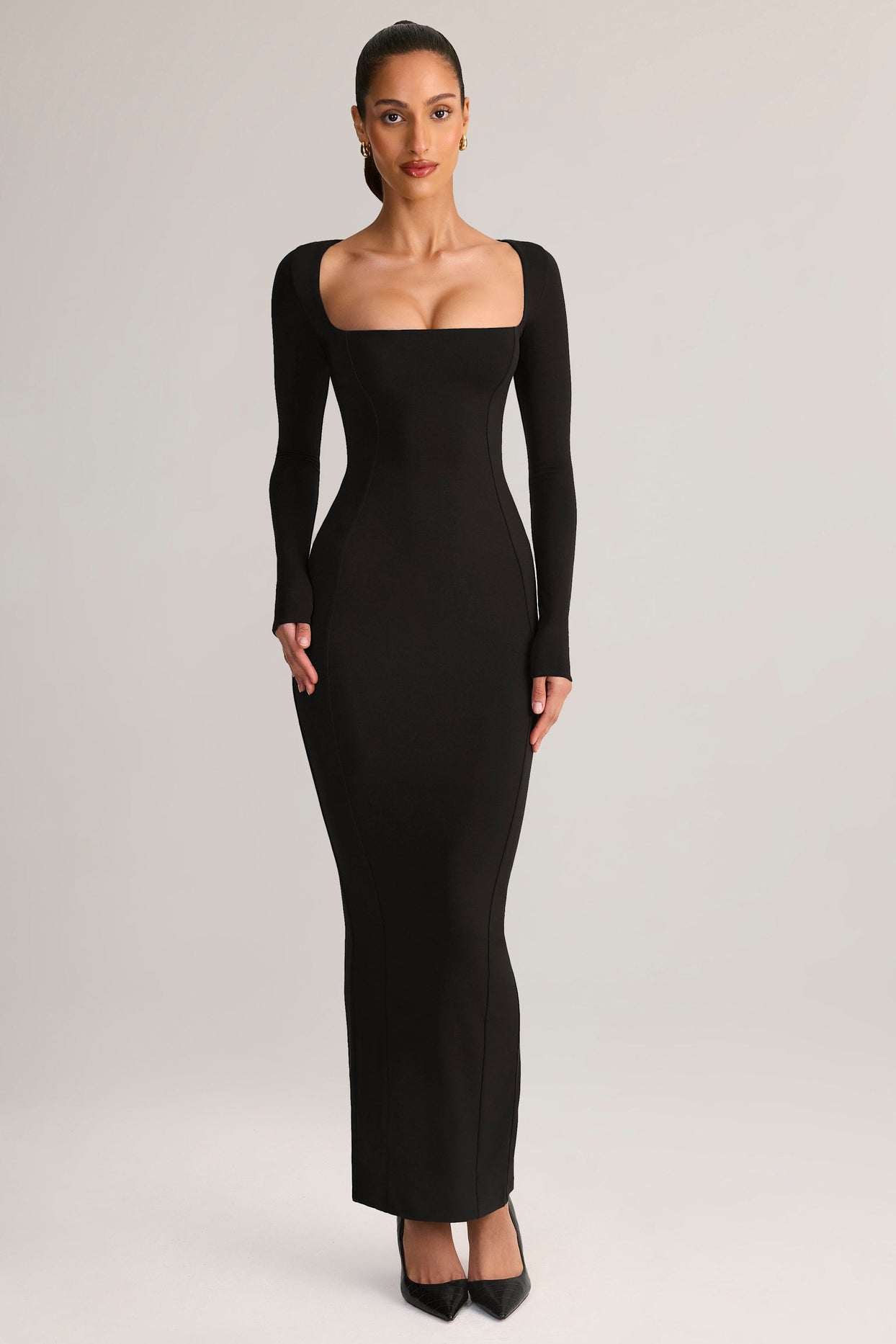 Modal Scoop-Neck Maxi Dress in Black