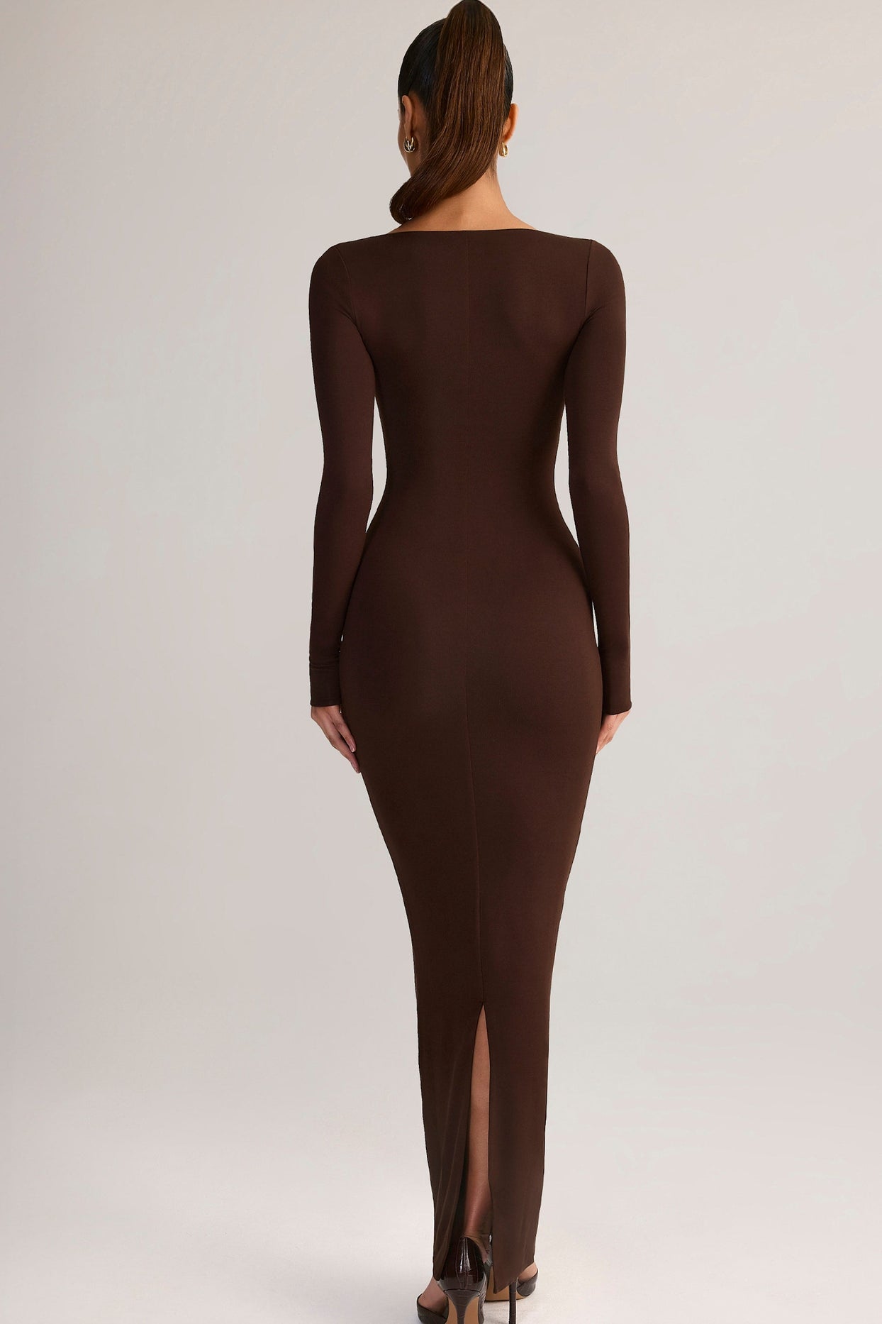 Modal Scoop-Neck Maxi Dress in Chocolate Brown
