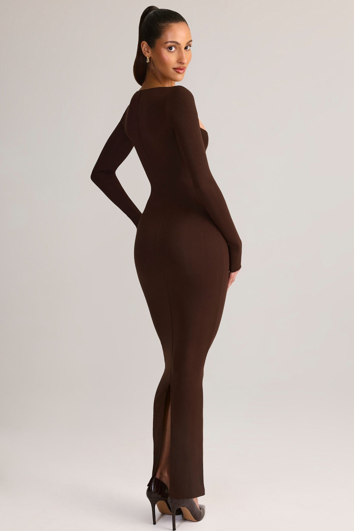 Modal Scoop-Neck Maxi Dress in Chocolate Brown