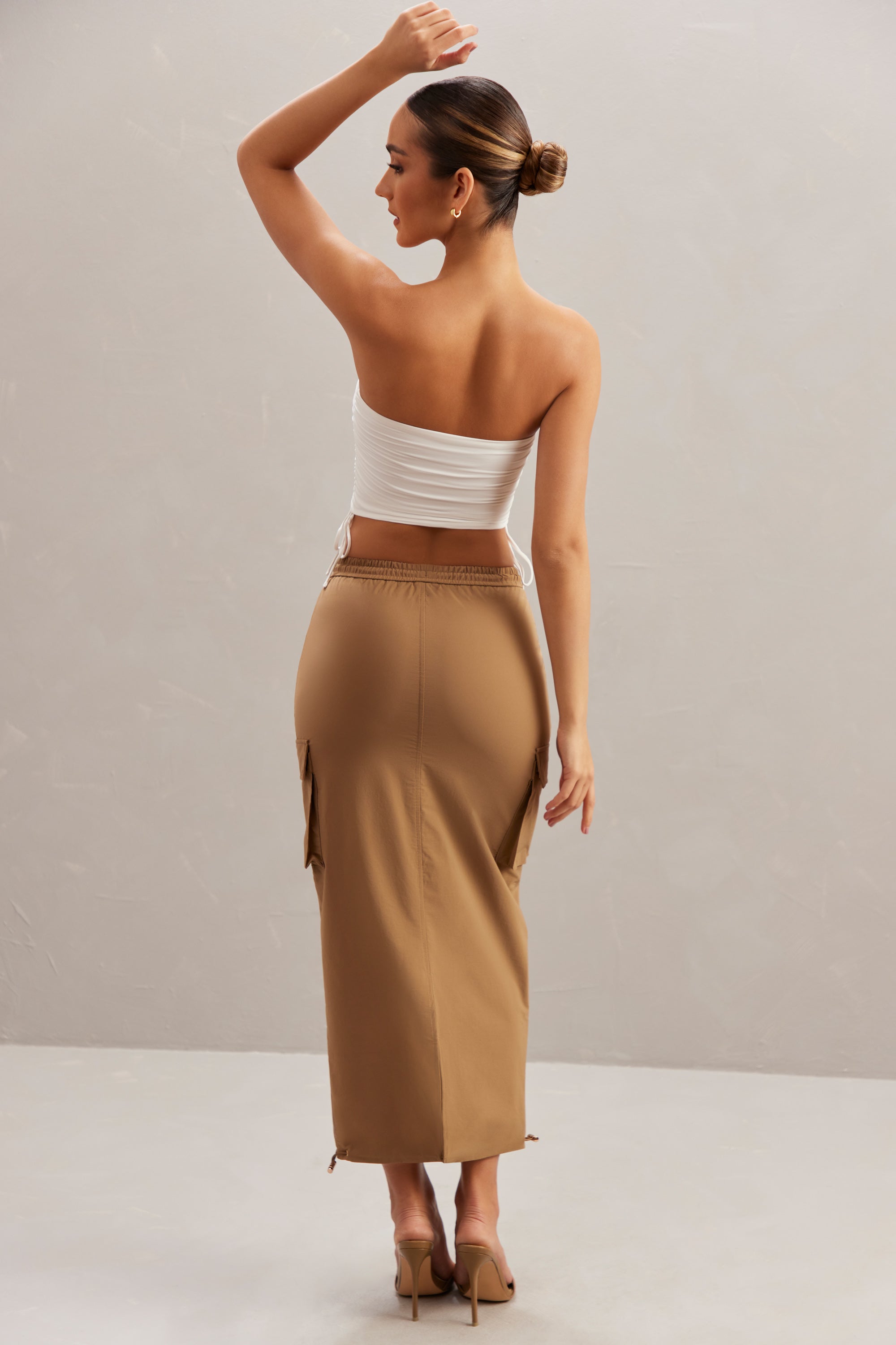 Cargo Maxi Skirt in Tan