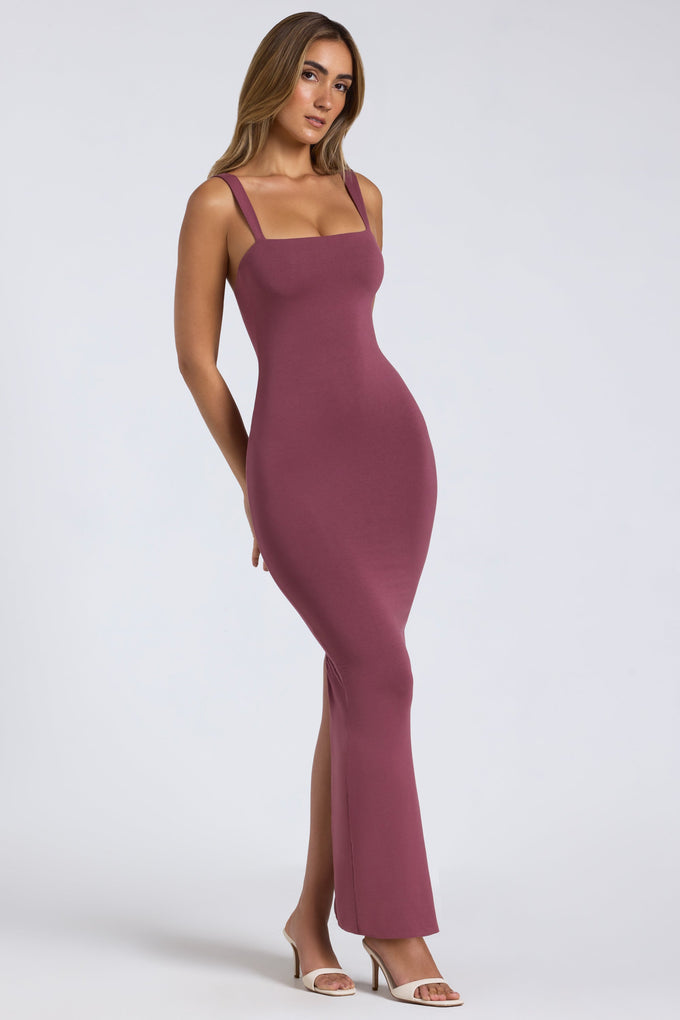 Modal Square Neck Low Back Maxi Dress in Plum