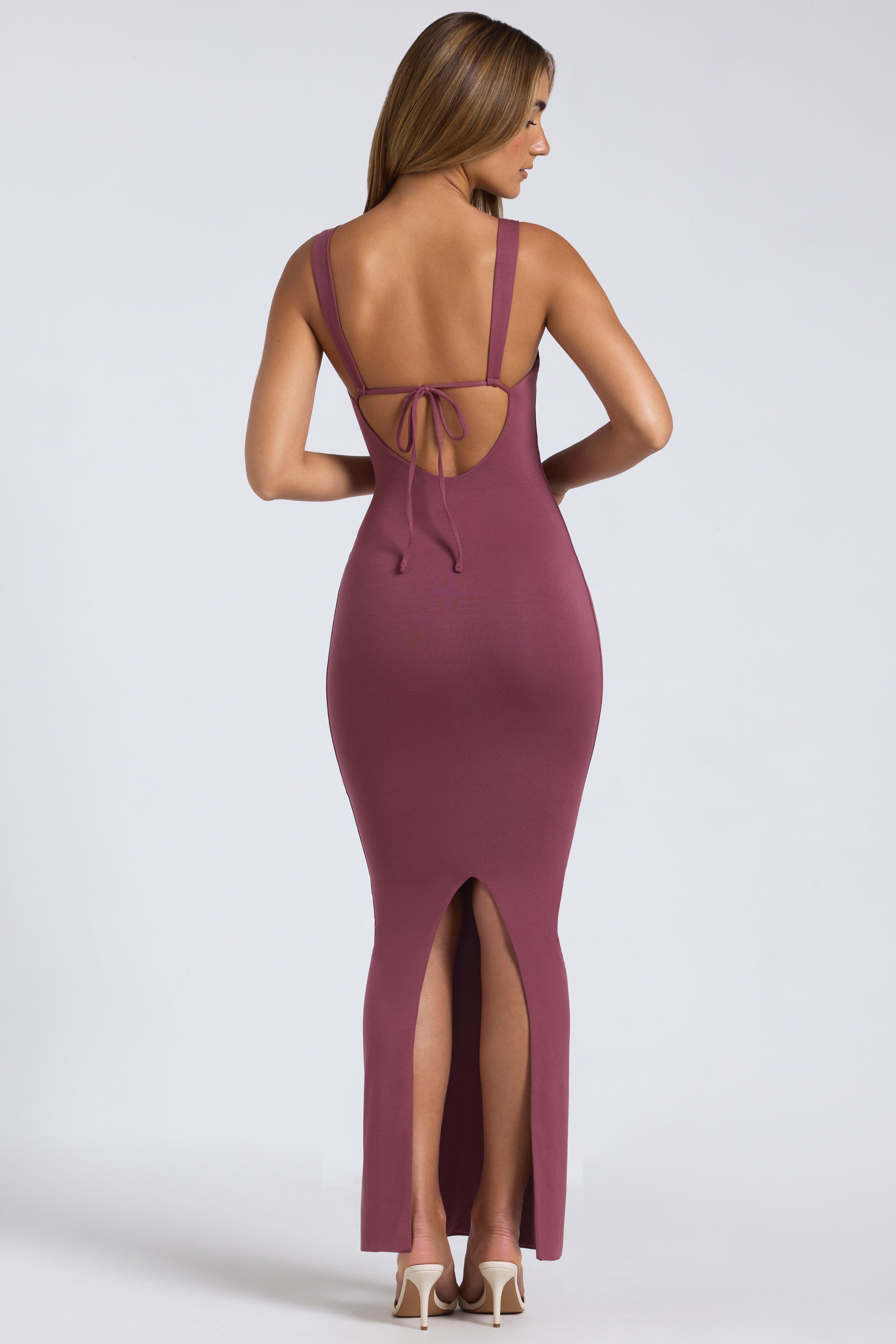 Savannah Modal Square Neck Low Back Maxi Dress in Plum Oh Polly