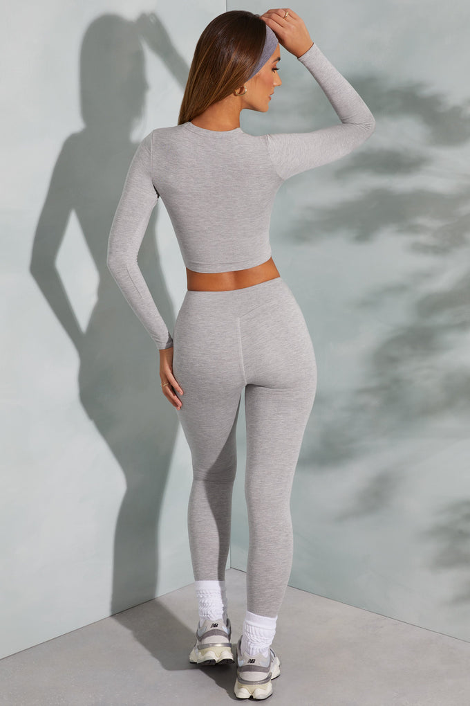 High Waist Leggings in Marled Grey