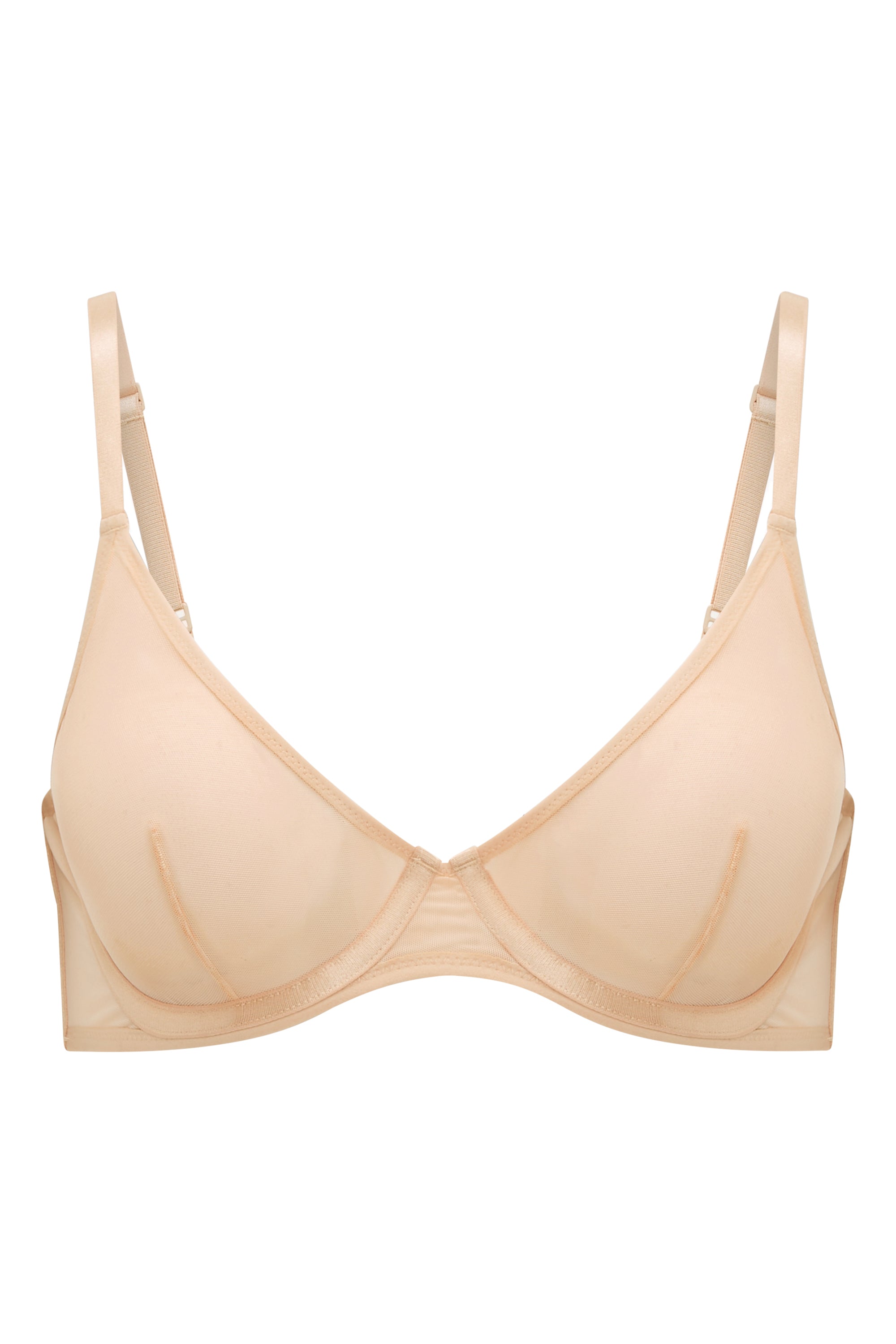 Soft Mesh Single Layer Underwired Bra in Beige